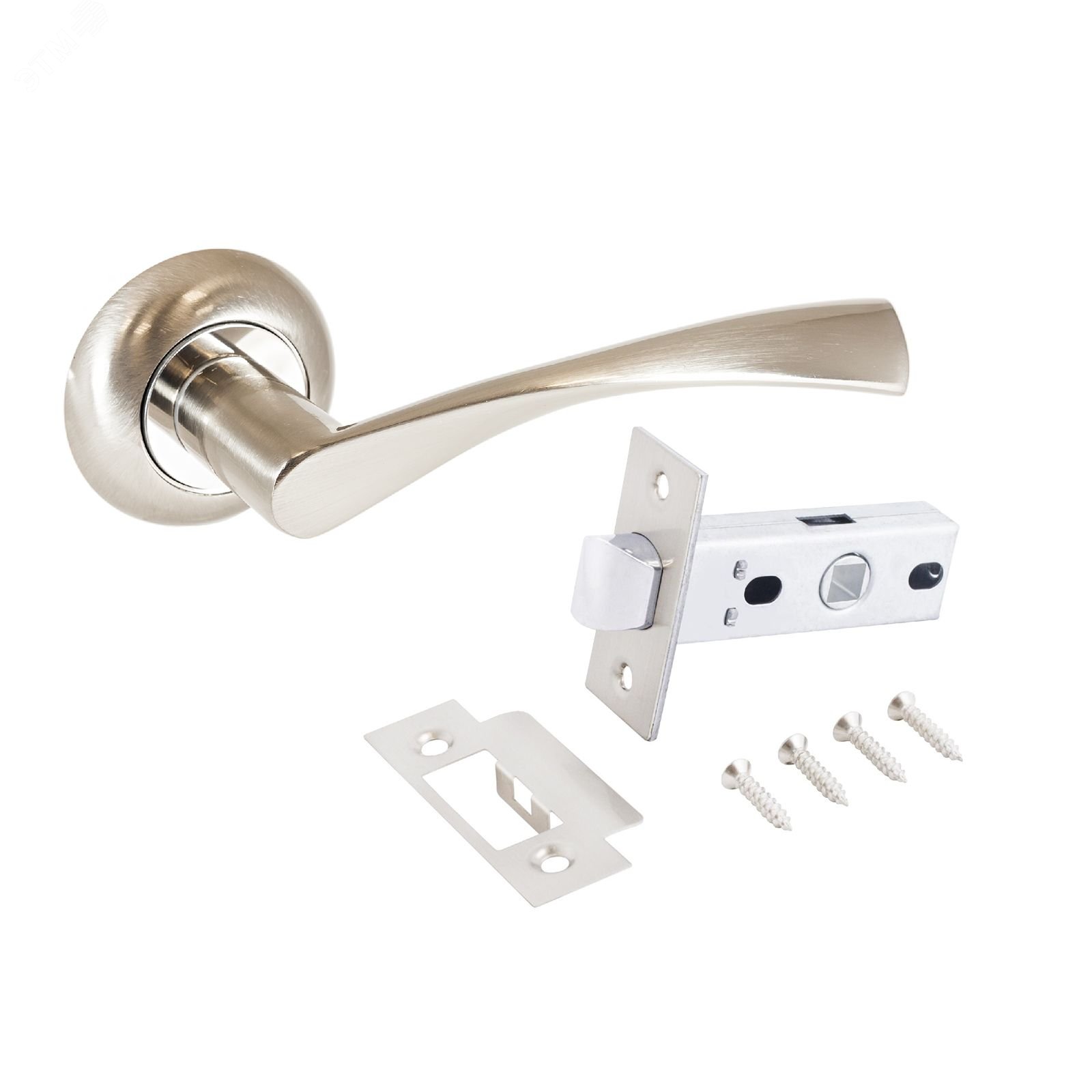 Изображение товара Комплект ручек и защелок АЛЛЮР АРТ ОСКАР SN+L45-8 SN 1380/S45 мат никель