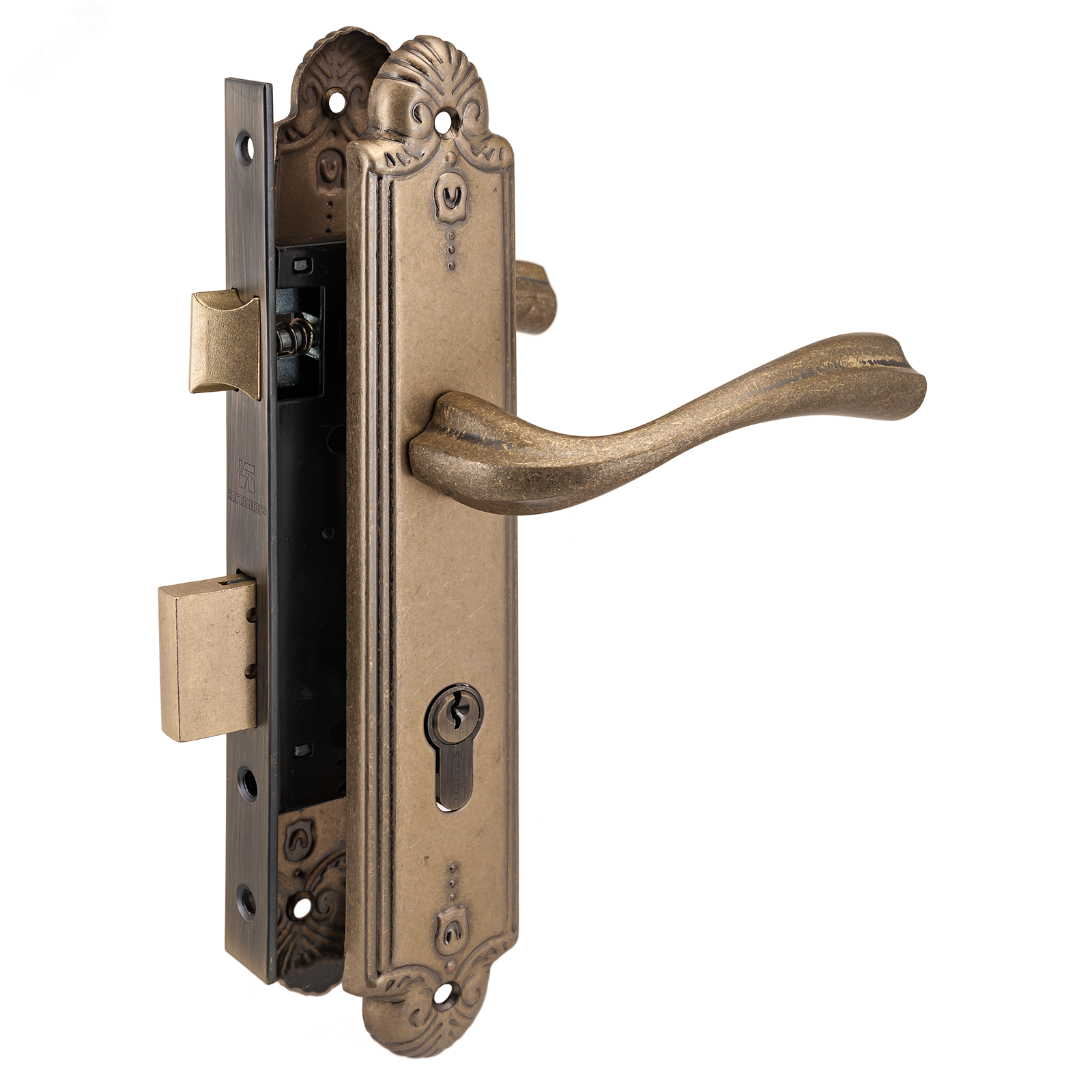 Изображение товара Замок врезной цилиндровый с ручками для деревянных дверей АЛЛЮР АРТ ЗВ4-70.07 OB состаренная бронза (шт)