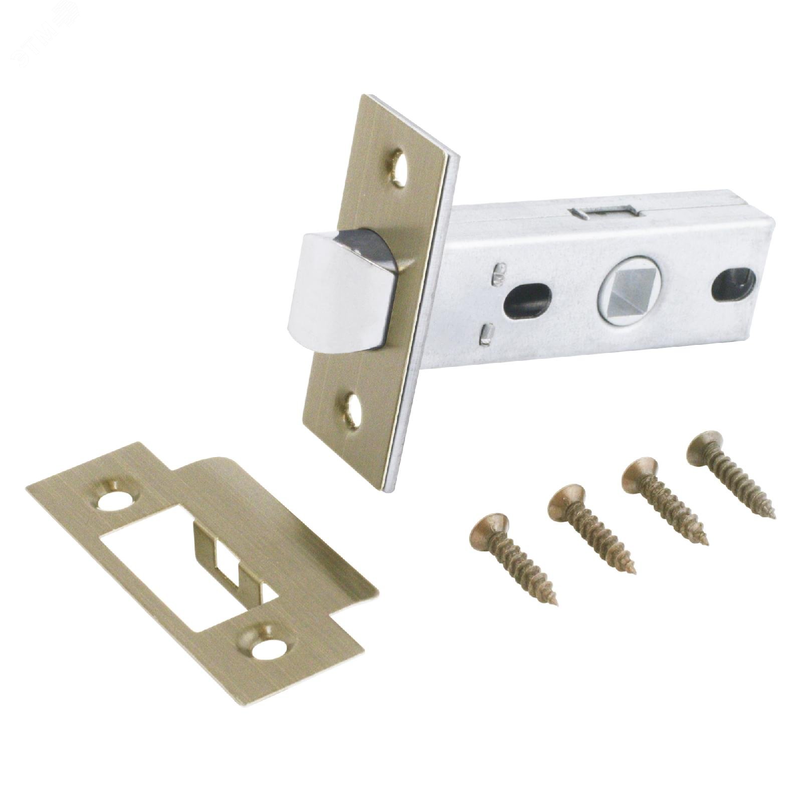 Изображение товара Защелка врезная универсальная без ручек для деревянных межкомнатных дверей, АЛЛЮР АРТ L45-8 MAB бронза матовая (шт)