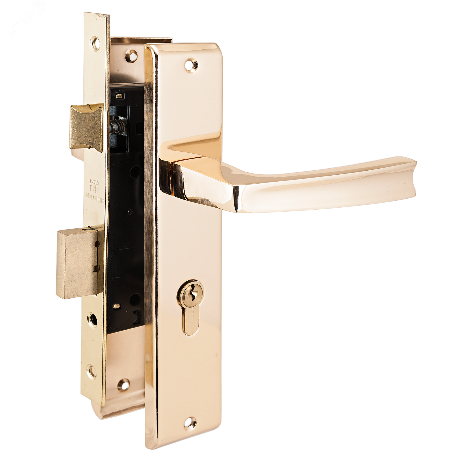 Изображение товара Замок врезной цилиндровый с ручками для деревянных дверей АЛЛЮР АРТ ЗВ4-70.09 GP золото (латунь) (шт)