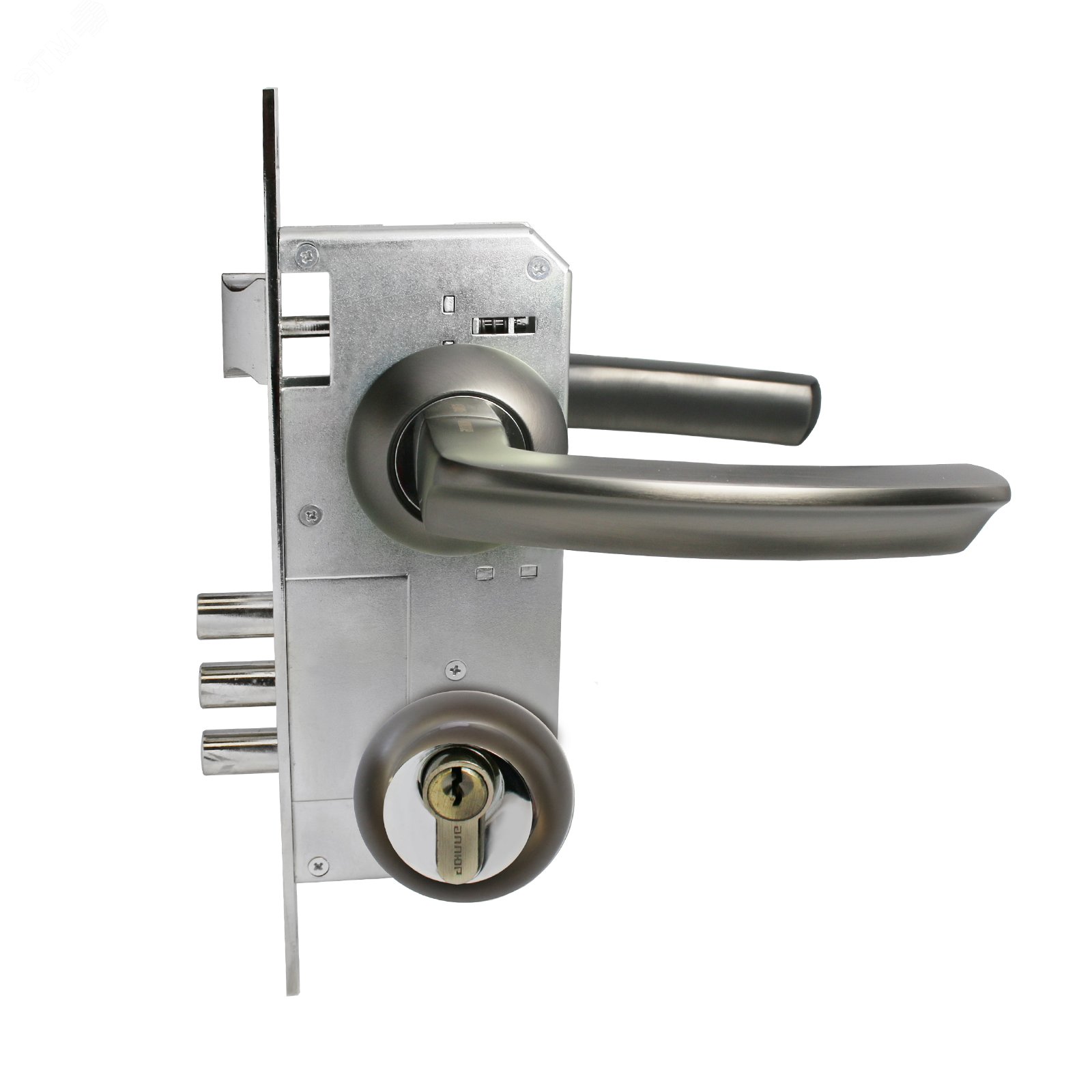 Изображение товара Замок врезной цилиндровый с ручками для деревянных дверей АЛЛЮР АРТ ЗВ4-85А.1140 графит (шт)