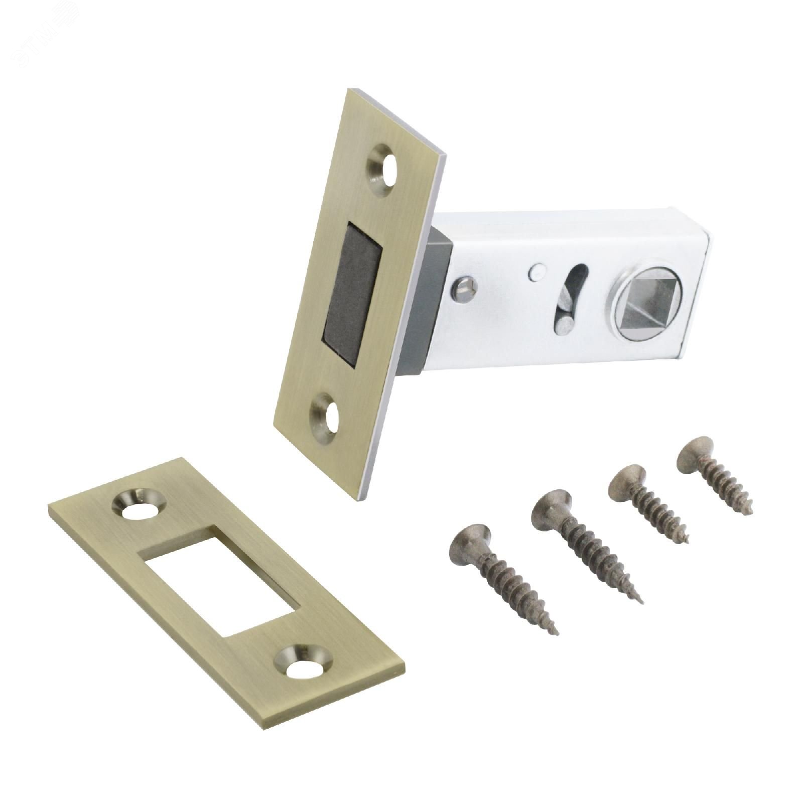 Изображение товара Защёлка магнитная АЛЛЮР АРТ L50-8M AB ст.бронза универсальная для межкомнатных дверей