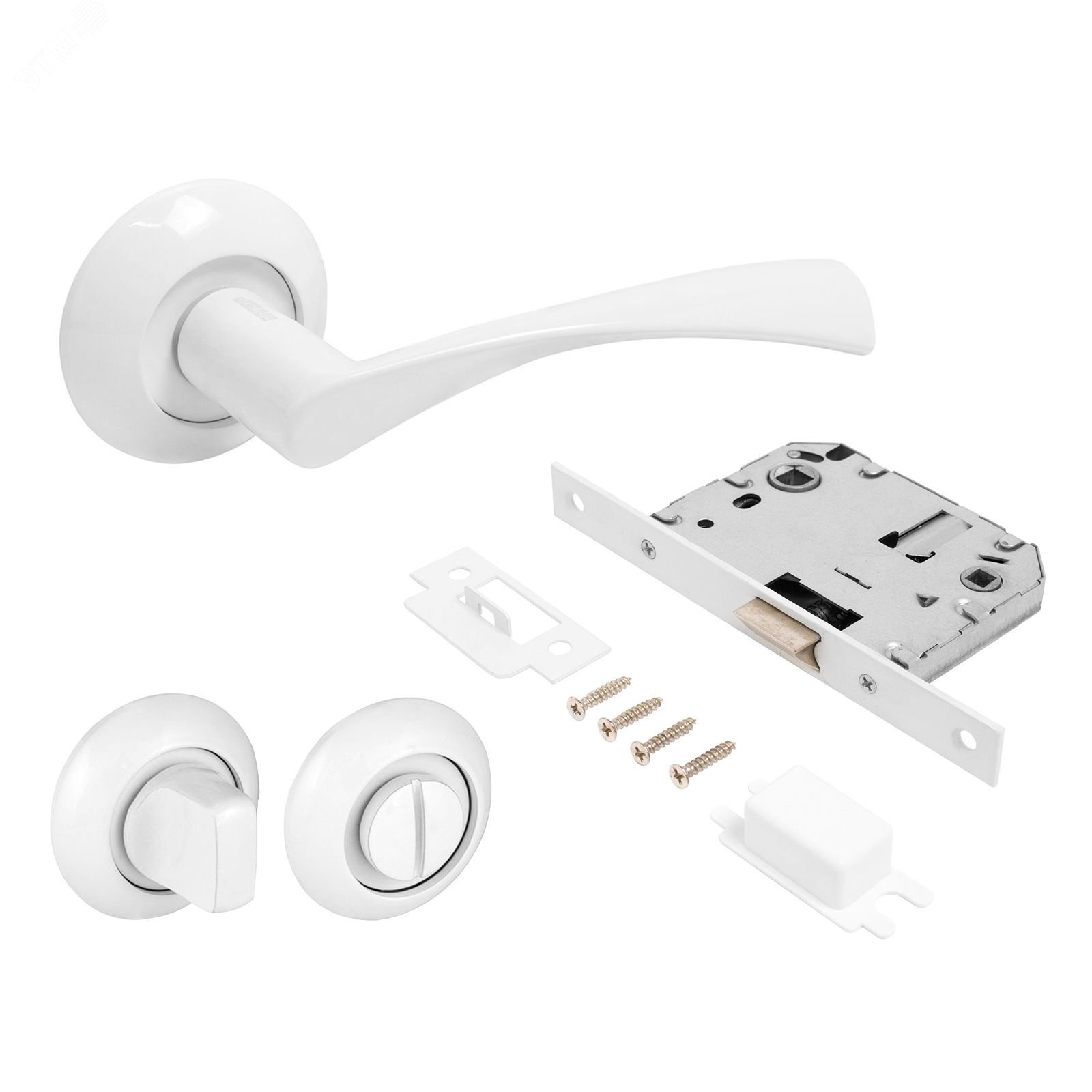 Комплект ручек и защелка АЛЛЮР АРТ ОСКАР W+L7050S W+BK-R1 W (13110 ...