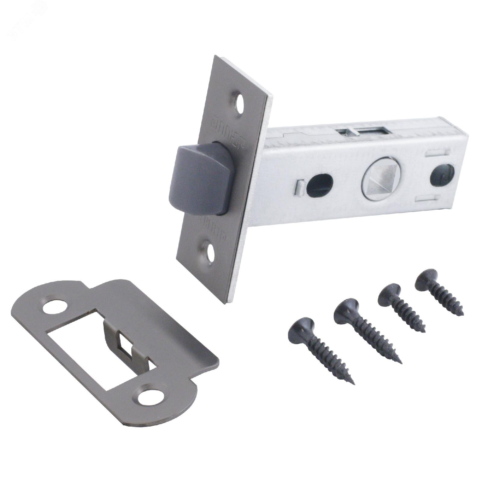 Изображение товара Врезная универсальная защелка для деревянных межкомнатных дверей АЛЛЮР АРТ L45-8-P MBN графит