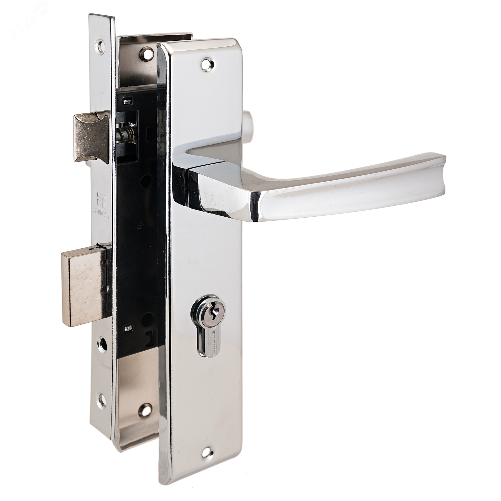 Изображение товара Замок врезной цилиндровый с ручками для деревянных дверей АЛЛЮР АРТ ЗВ4-70.09 CP хром (шт)