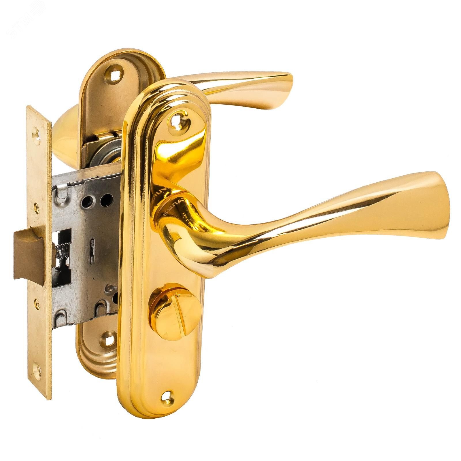 Изображение товара Защелка БУЛАТ ЗЩ1-Д03.05 (Л) НОМОС золото с фиксацией для дверей