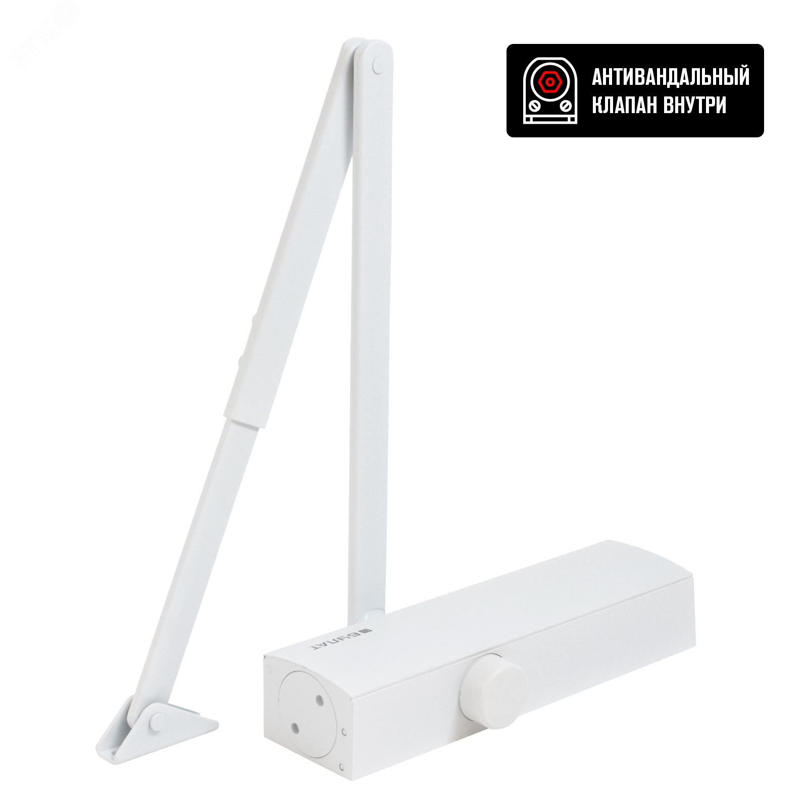 Изображение товара Дверной доводчик БУЛАТ PROFI ДД 802/5 B-W морозостойкий для внутренних и наружных дверей