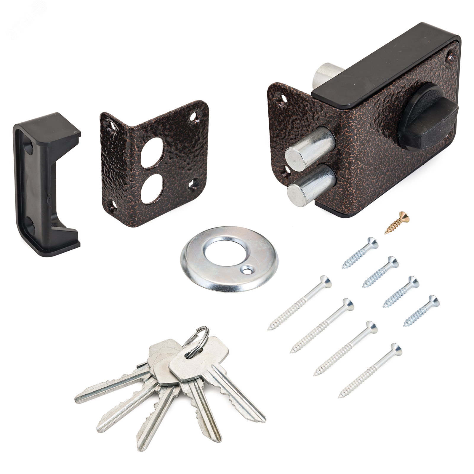 Изображение товара Замок накладной цилиндровый СТАНДАРТ ЗН1-3-1С медь для деревянных дверей