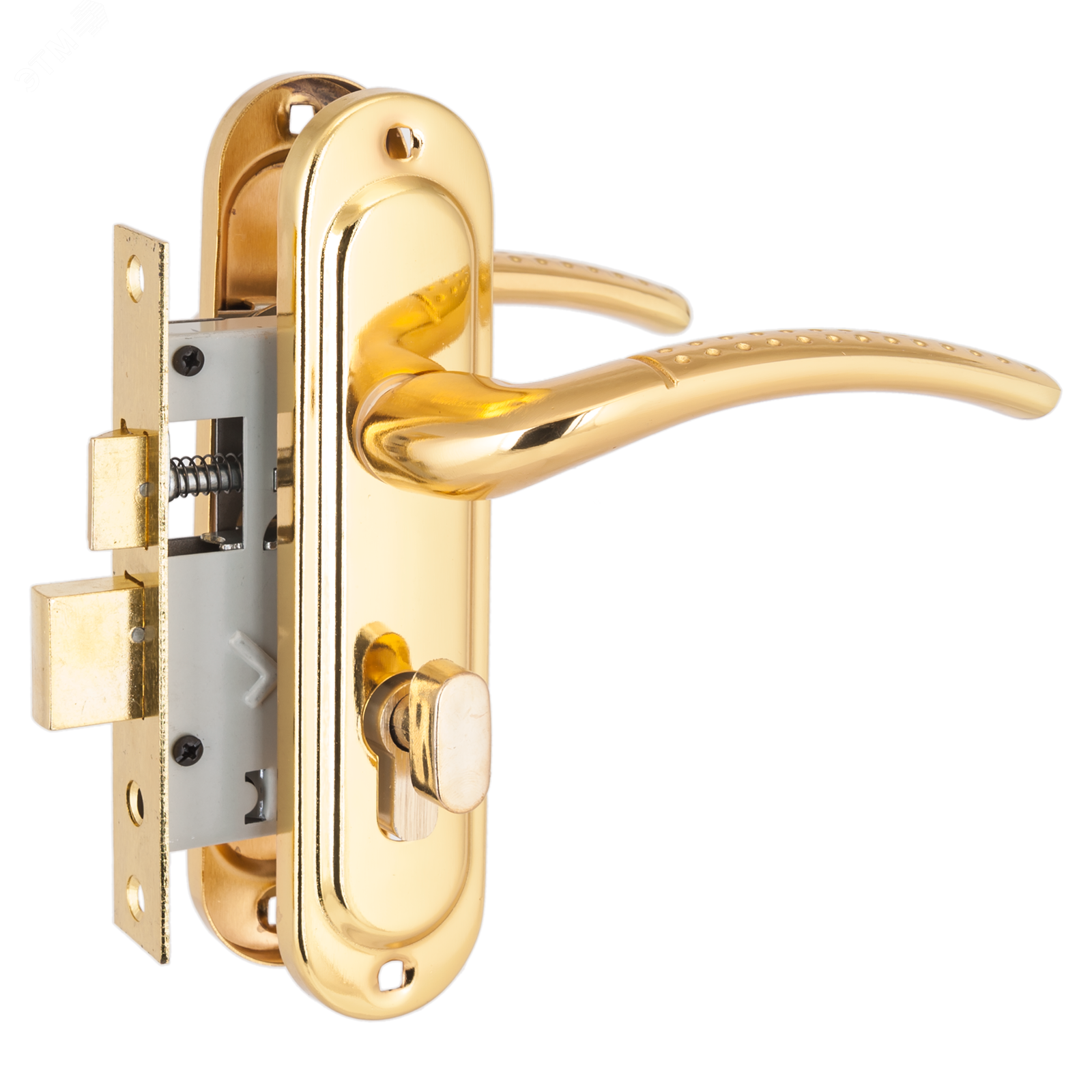 Изображение товара Замок врезной с ручками для деревянных дверей, СТАНДАРТ 132/50B вертушка GP латунь (шт)