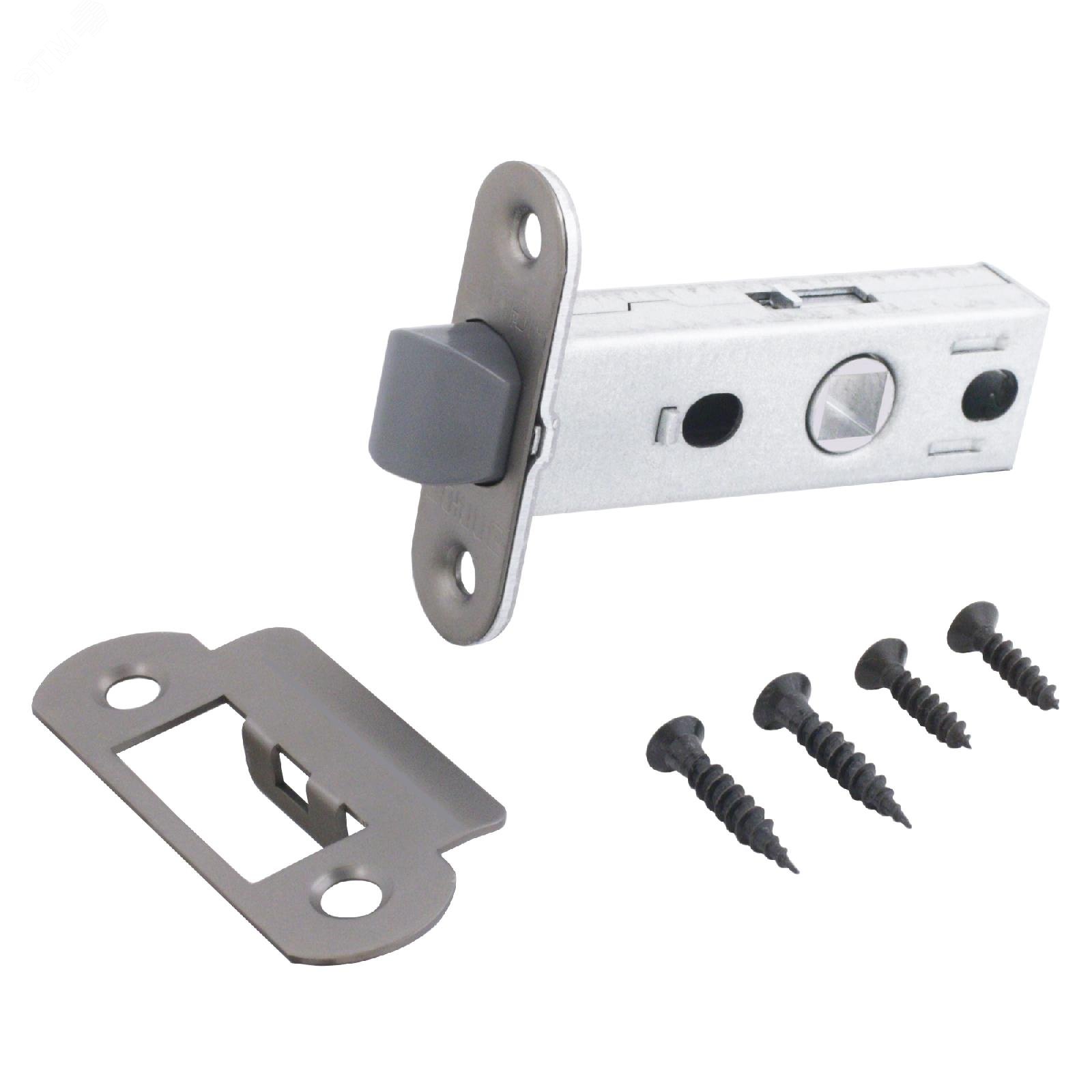 Изображение товара Защелка врезная универсальная без ручек для деревянных межкомнатных дверей АЛЛЮР АРТ L45-8-PR18 MBN