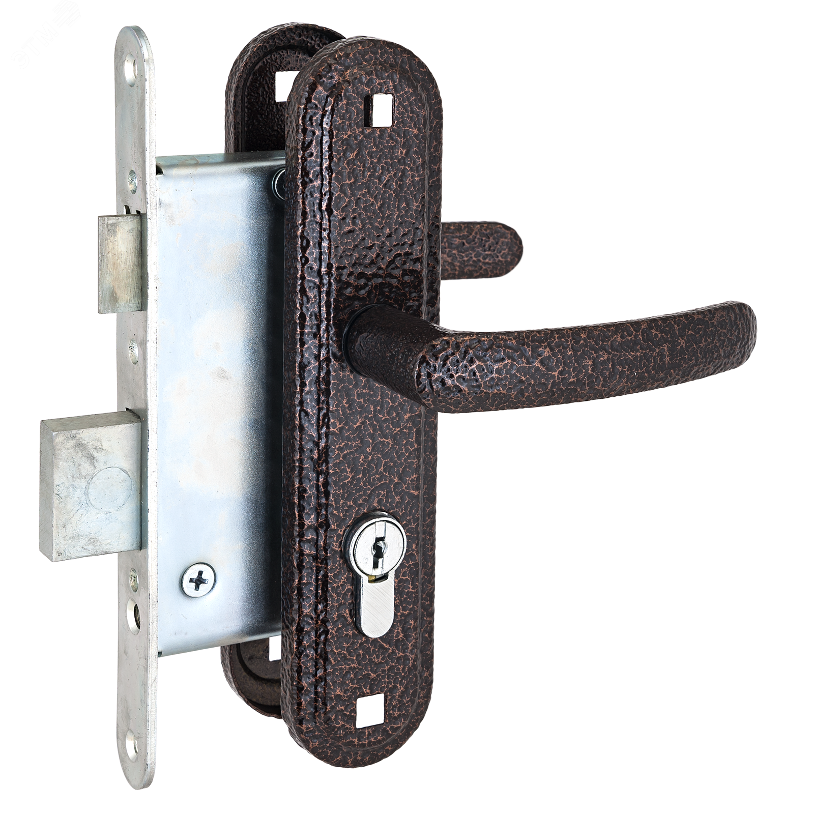 Изображение товара Замок врезной цилиндровый с ручками для деревянных дверей, СТАНДАРТ Россия ЗВ4-7.02С медь (шт)