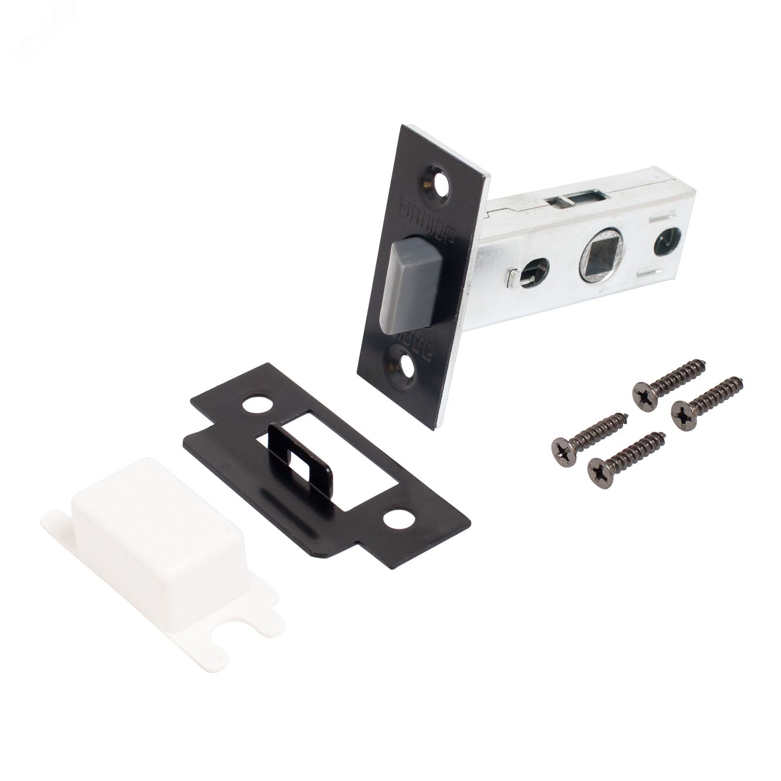 Изображение товара Защёлка АЛЛЮР АРТ L45-8-P BL матовый черный пластик для межкомнатных дверей