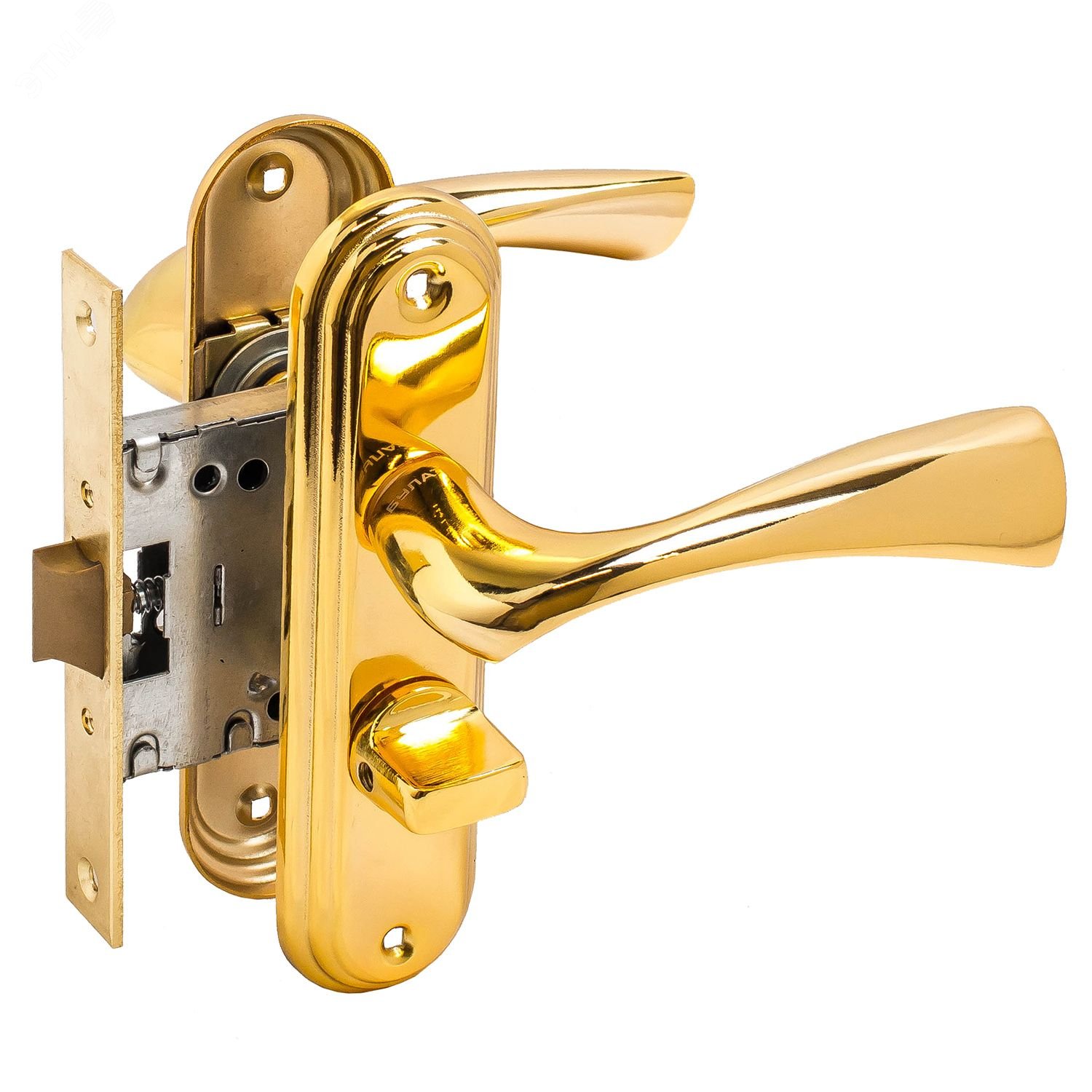 Изображение товара Защелка БУЛАТ ЗЩ1-Д03.05 (П) НОМОС золото для внутренней и наружной фиксации дверей