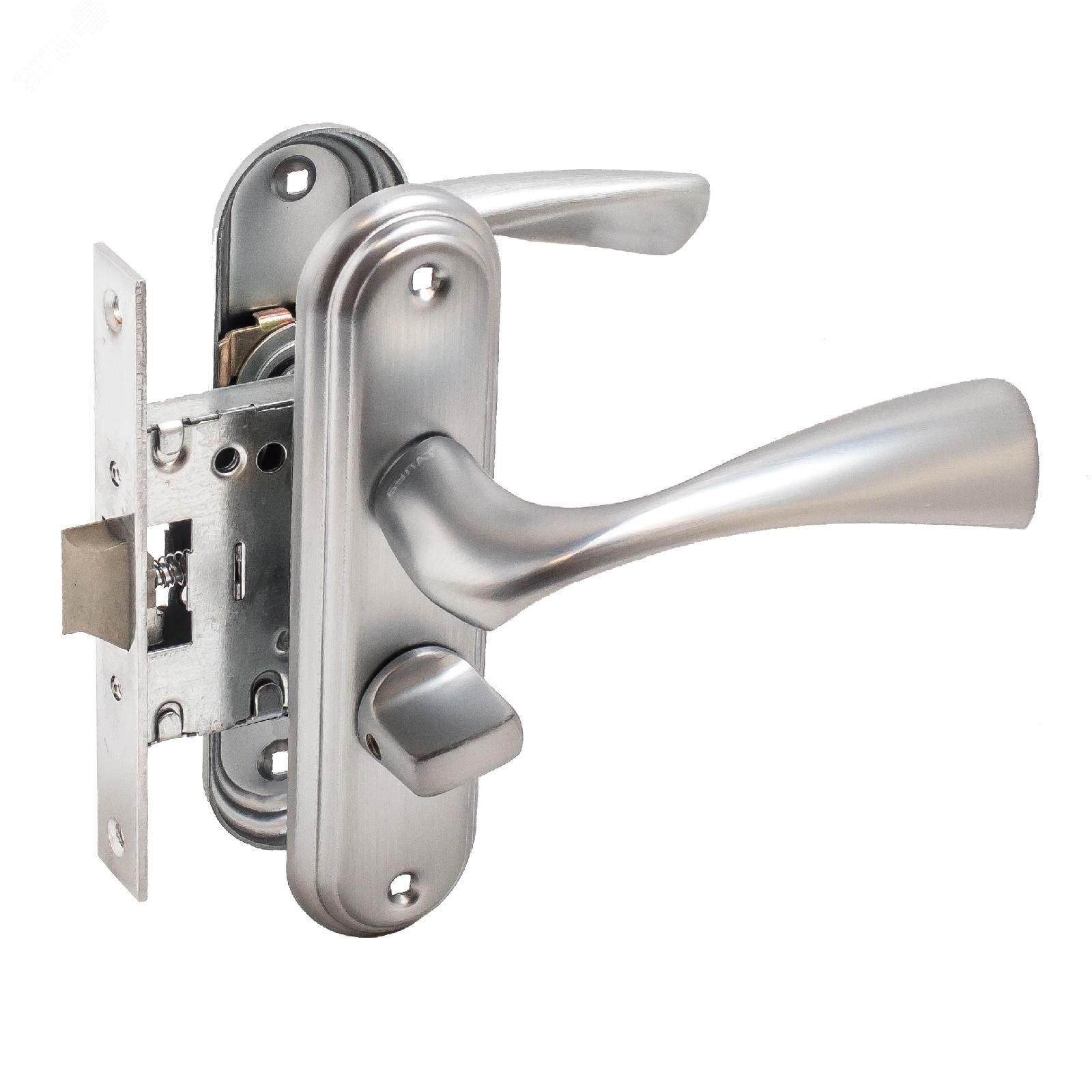 Изображение товара Защелка БУЛАТ ЗЩ1-Д03.07 (П) НОМОС титан для дверей с фиксацией, Китай