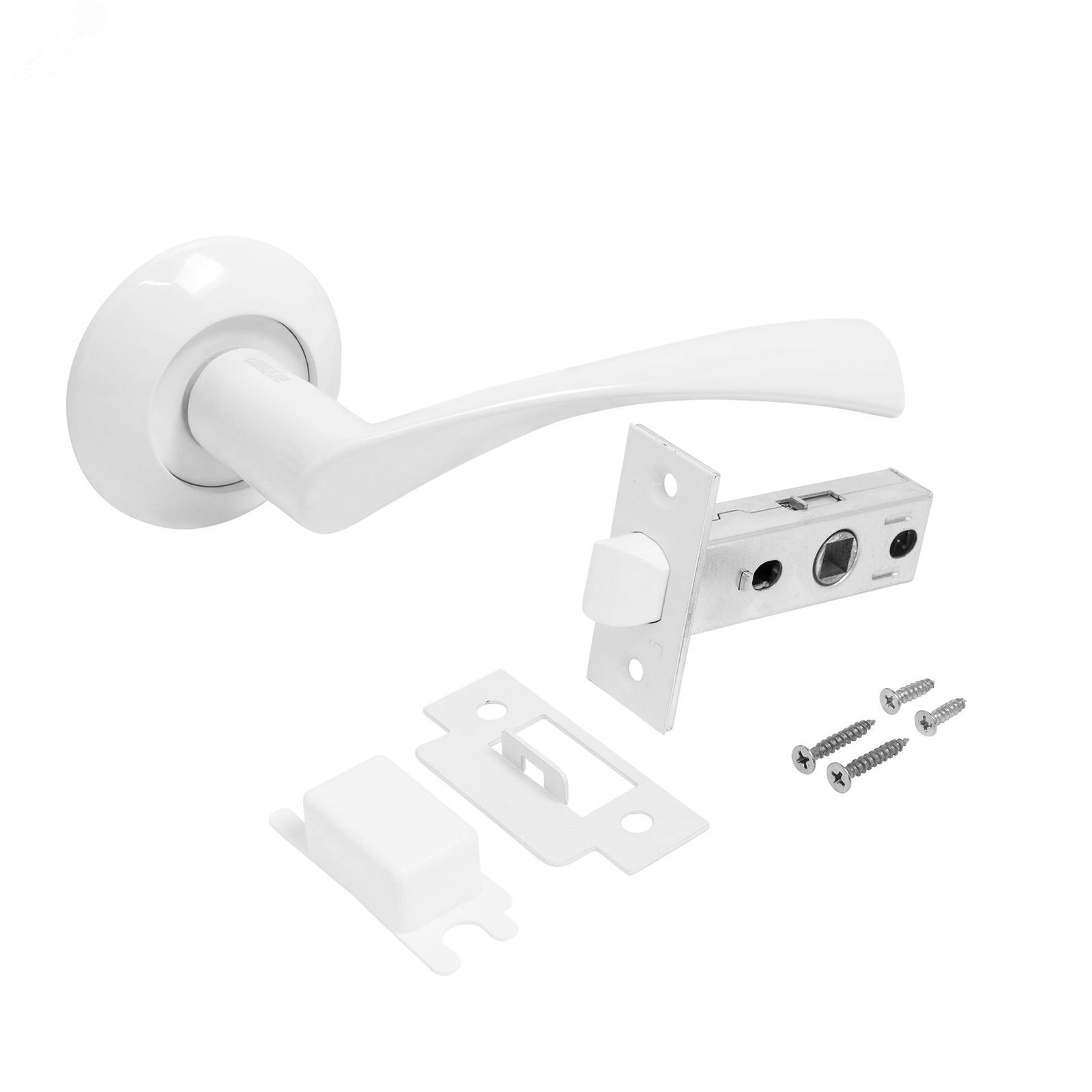 Изображение товара Комплект ручек и защелок АЛЛЮР АРТ ОСКАР W+L45-8 W матовый белый