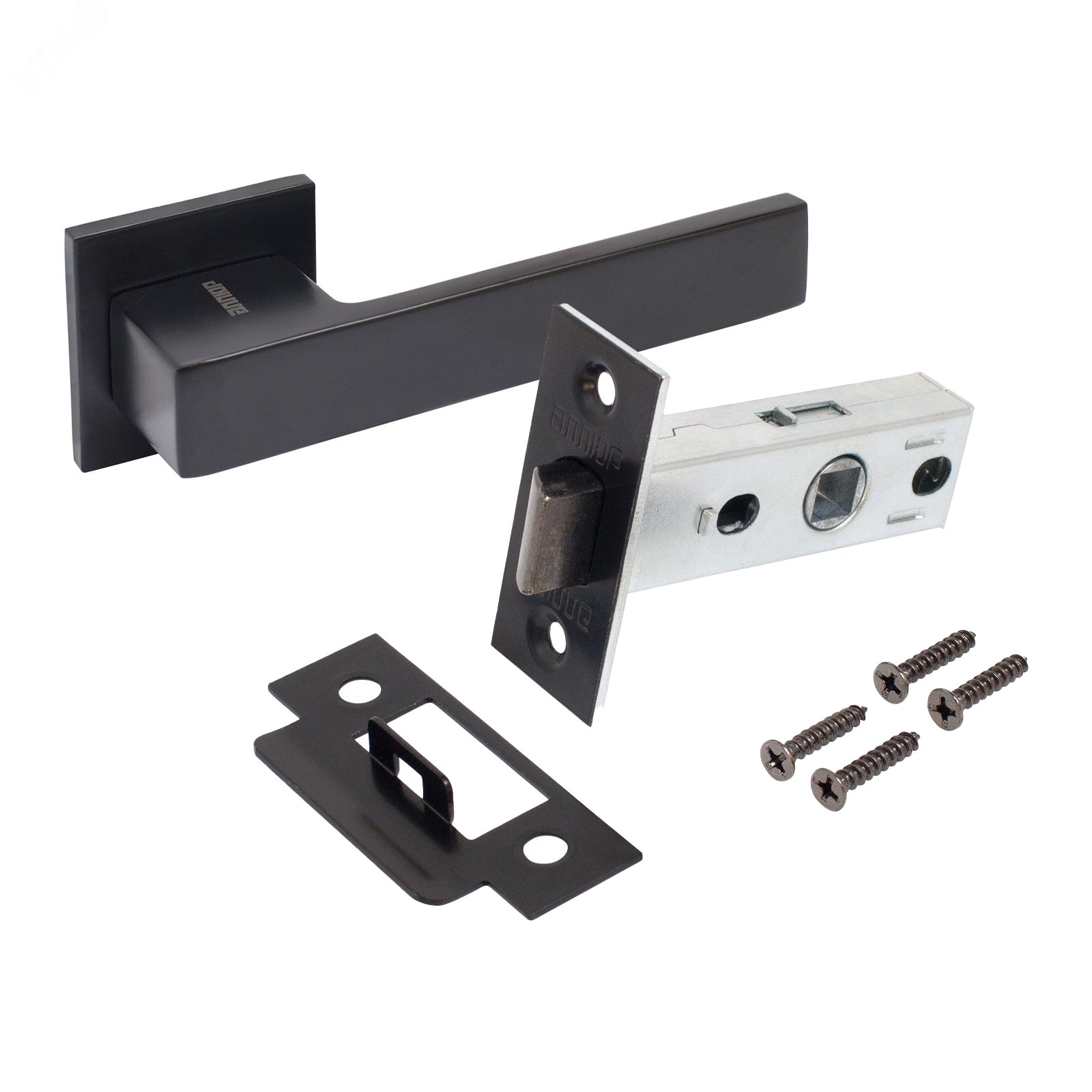 Изображение товара Комплект ручка и защелка АЛЛЮР АРТ РИНГО матовый черный