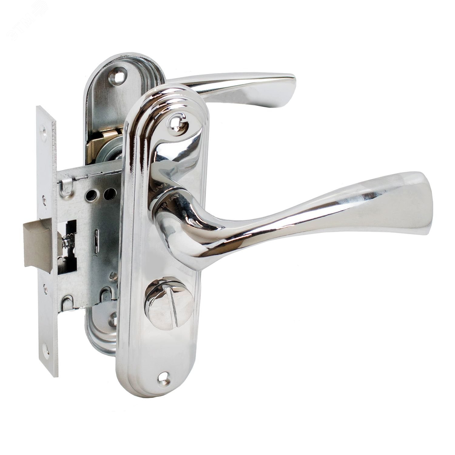 Изображение товара Защелка БУЛАТ ЗЩ1-Д03.04 (Л) НОМОС хром ЛЕВАЯ ВНУТР/ПРАВАЯ НАРУЖНЯЯ с фиксацией