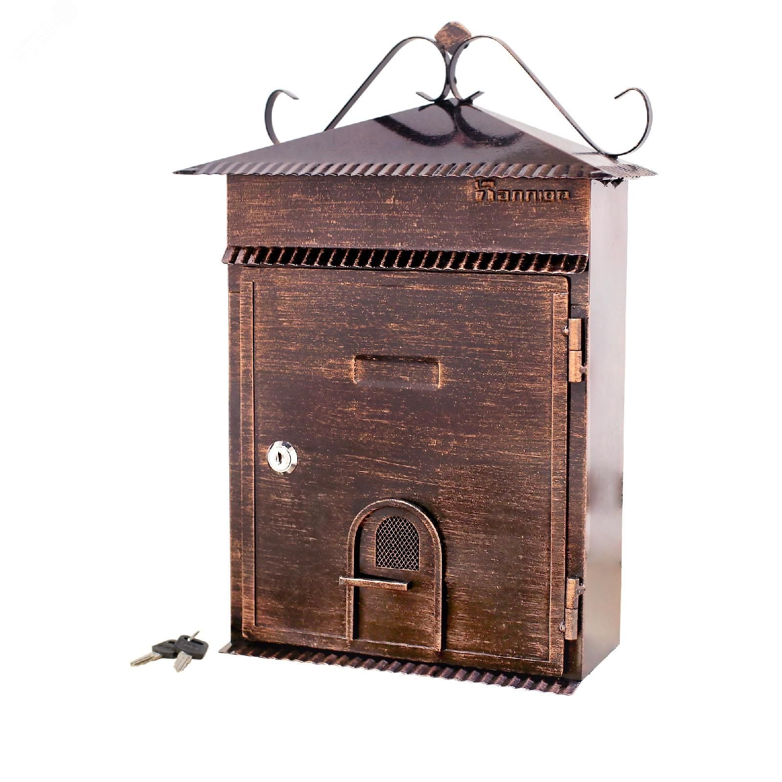 Изображение товара Ящик почтовый АЛЛЮР №2006 ст.медь, сталь, замок, 405х255х75 мм