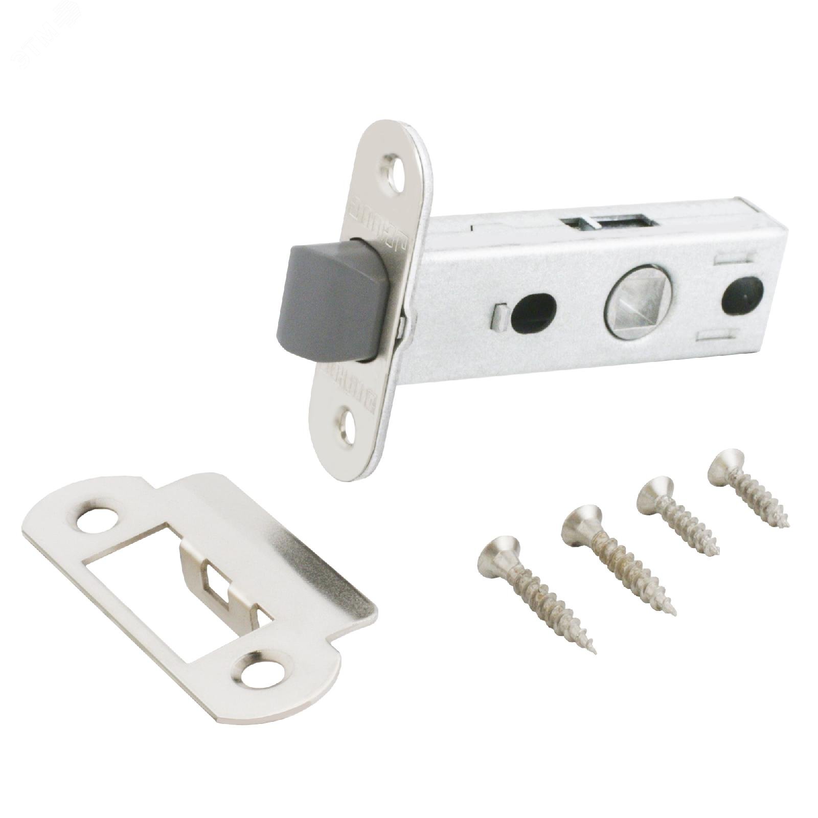 Изображение товара Защелка врезная универсальная без ручек для деревянных межкомнатных дверей, АЛЛЮР АРТ L45-8-PR18 SN никель матовый (шт)