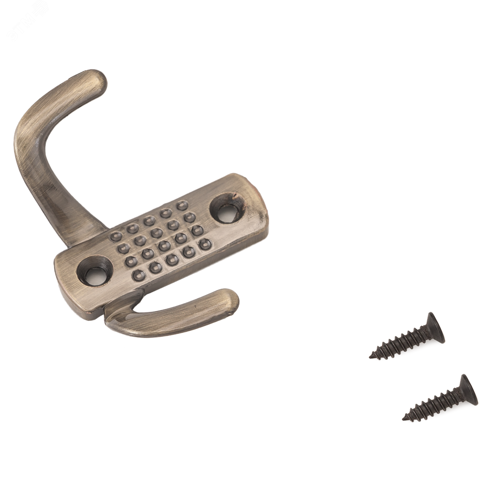 Изображение товара Двухрожковая вешалка крючок из цинкового сплава бронзовая для ванной и прихожей