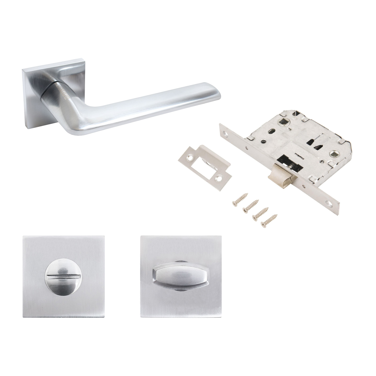 "Комплект ручка и защелка АЛЛЮР АРТ ""ТИНА"" SC+L7050S SC+BK-S2 SC (8890/S7050) матовый хром "