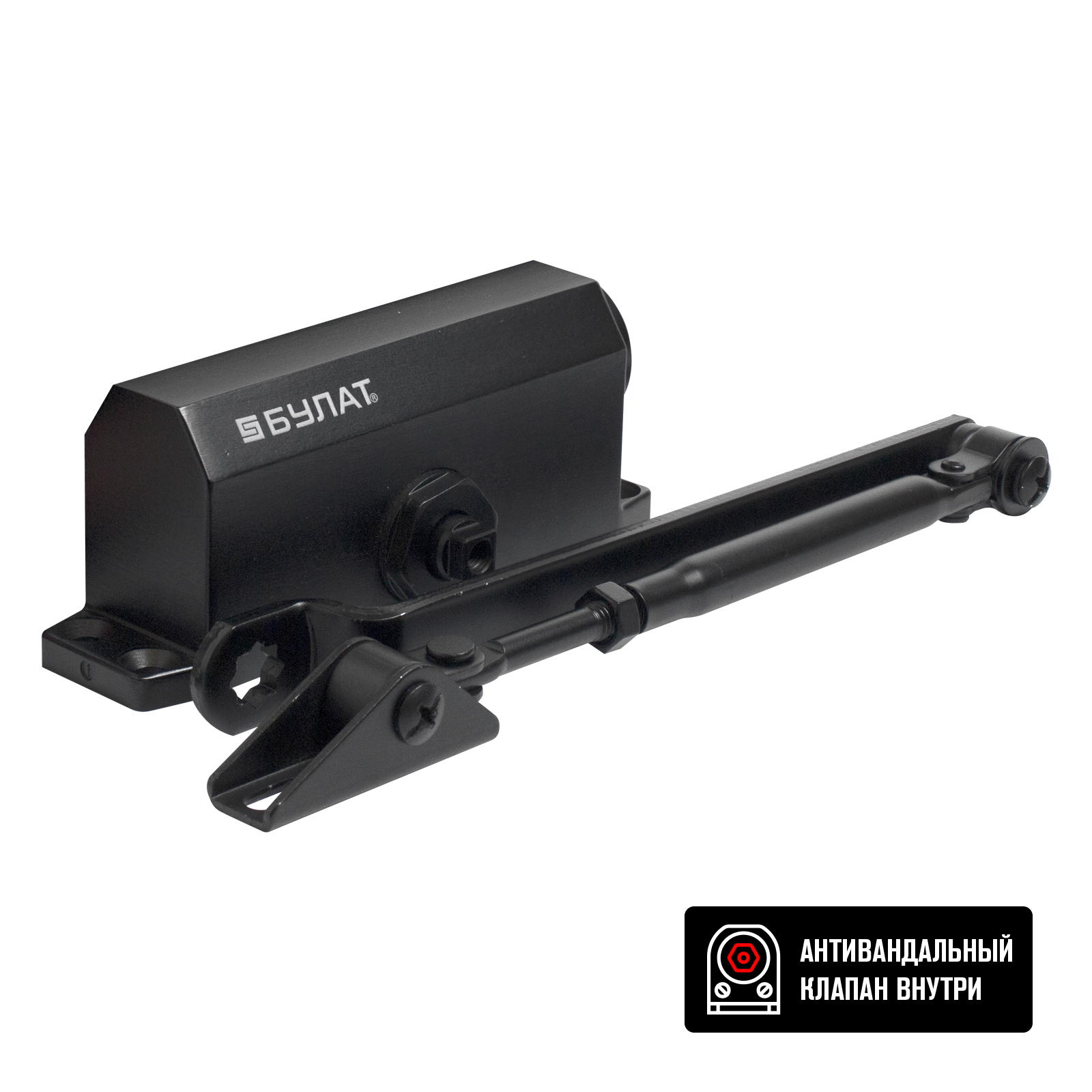 Доводчик дверной БУЛАТ  ARCTIC ДД 501/3 A-B (25-85 кг) черный