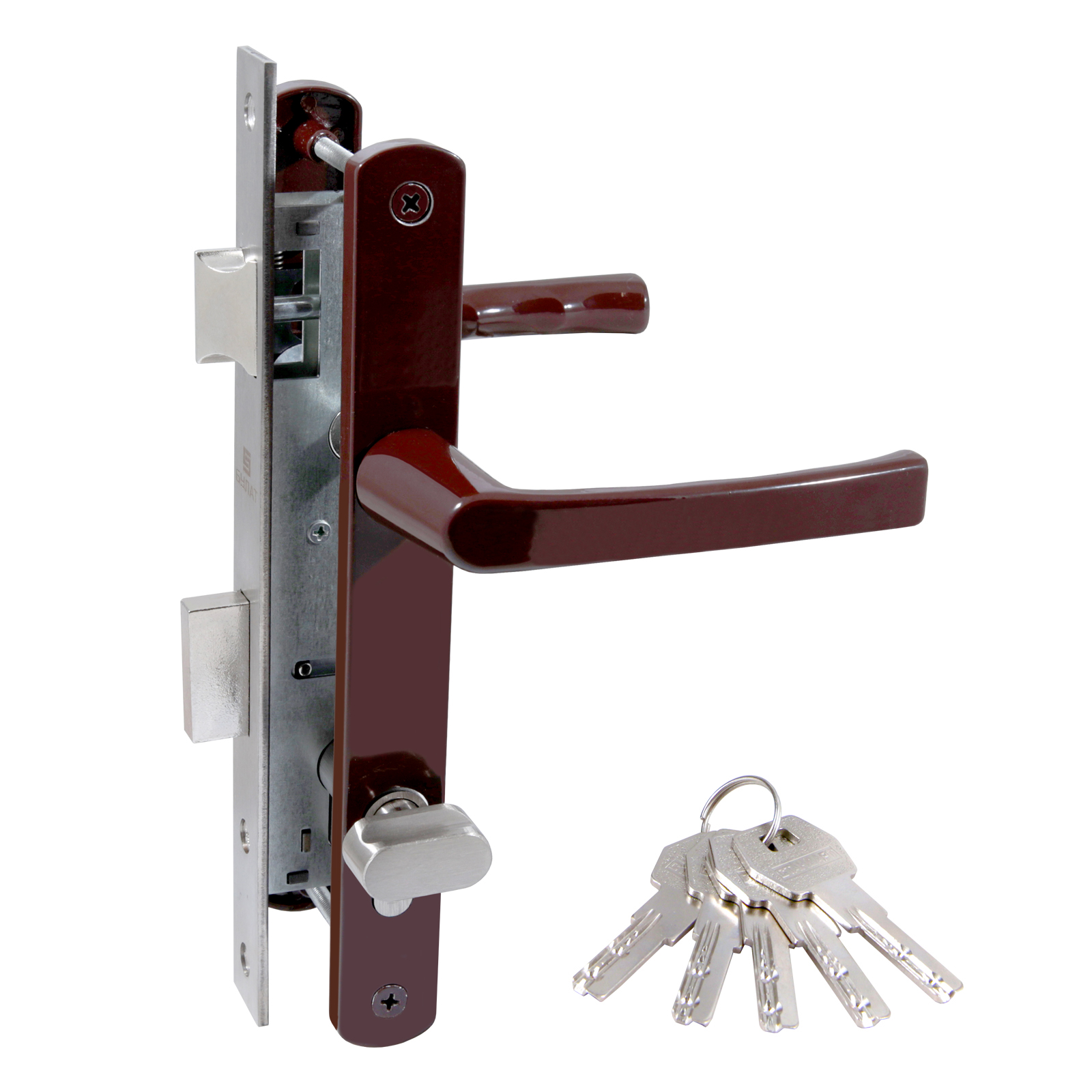 Замок для КАЛИТКИ врезной БУЛАТ ЗВ4-1В.25.01.8017 коричневый МЦ МАХ 80мм