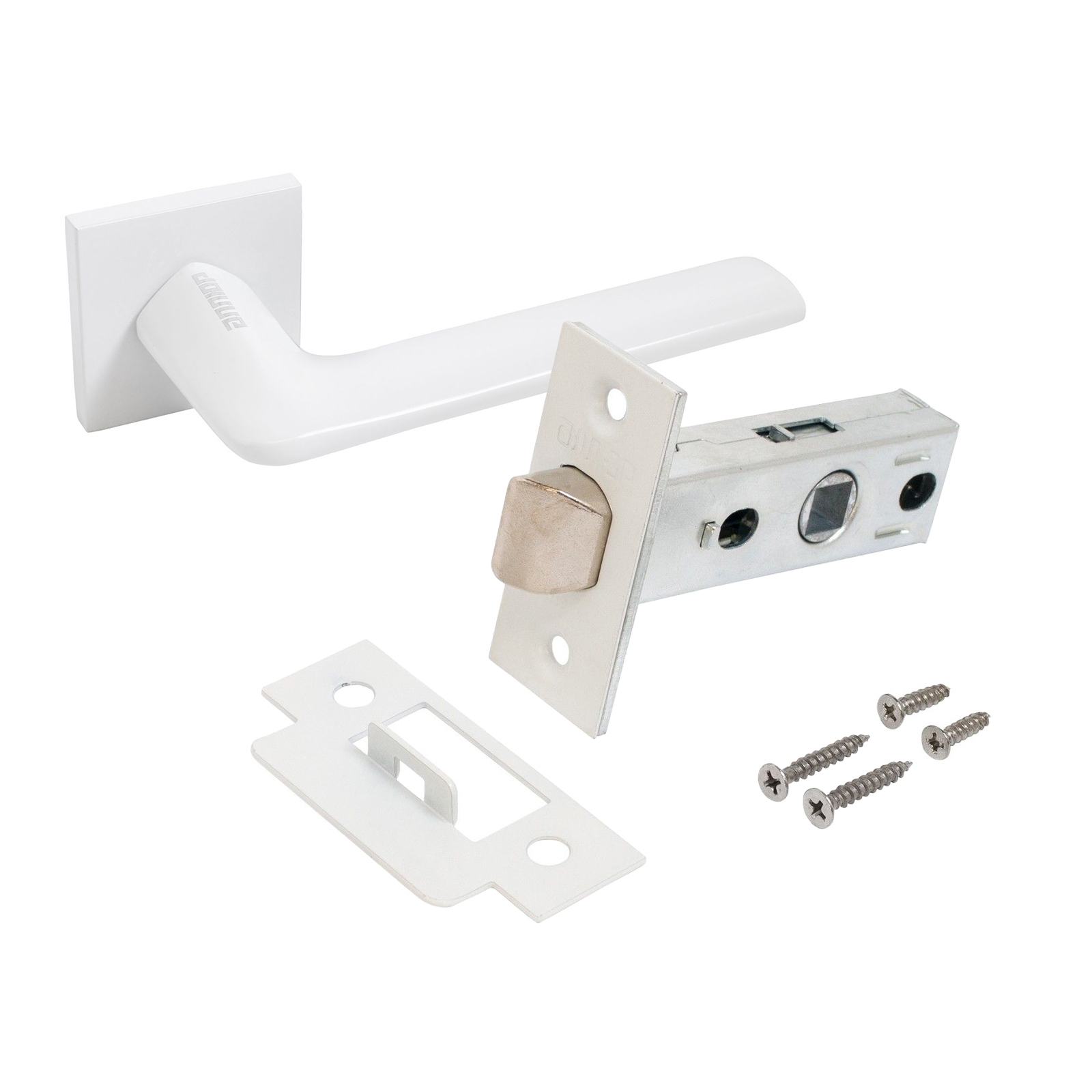 "Комплект ручка и защелка АЛЛЮР АРТ  ""ТИНА"" W+L45-8 W (88110/S45) матовый белый"