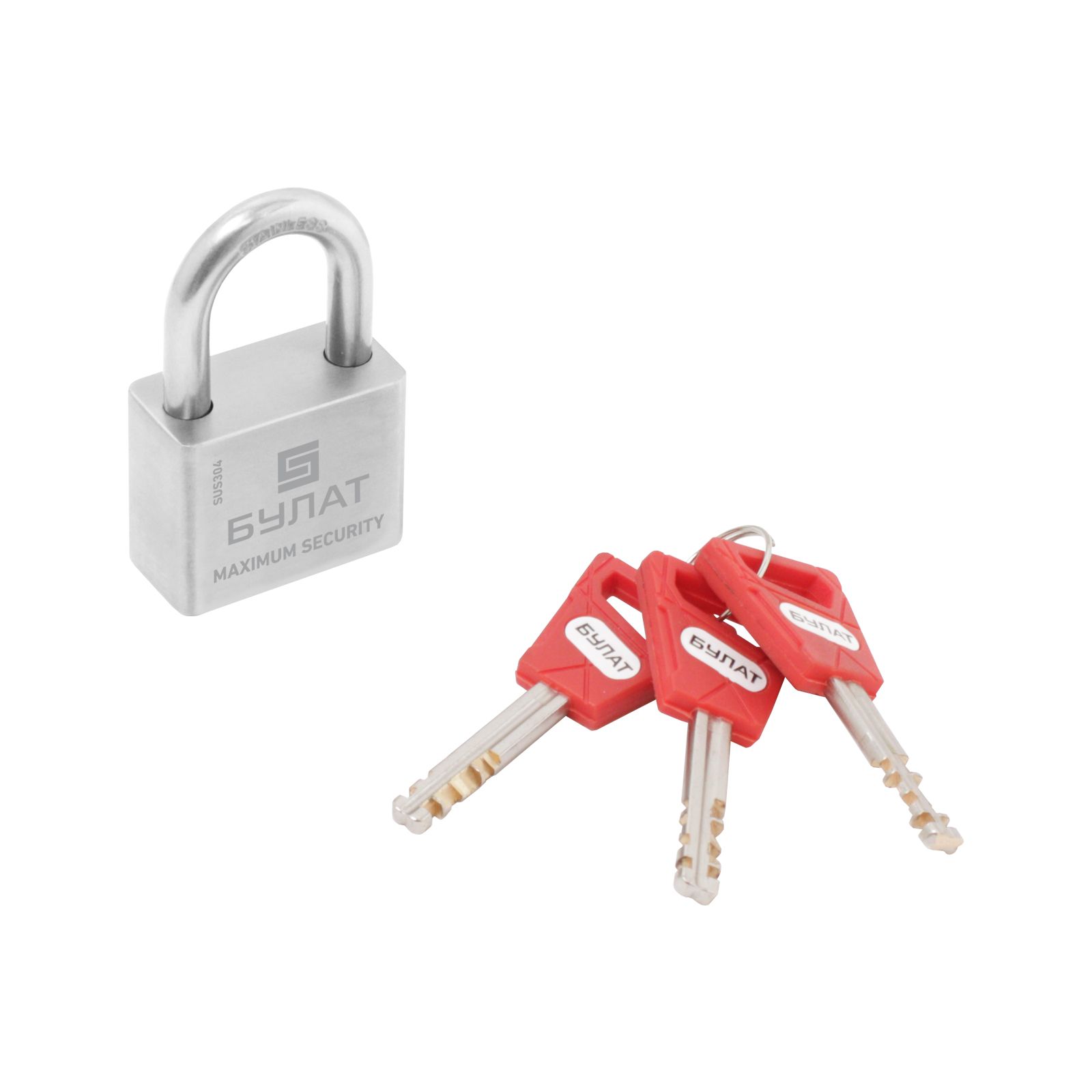 Замок навесной БУЛАТ ВС 3-С40 НС нержавеющая сталь 3кл. d=7мм