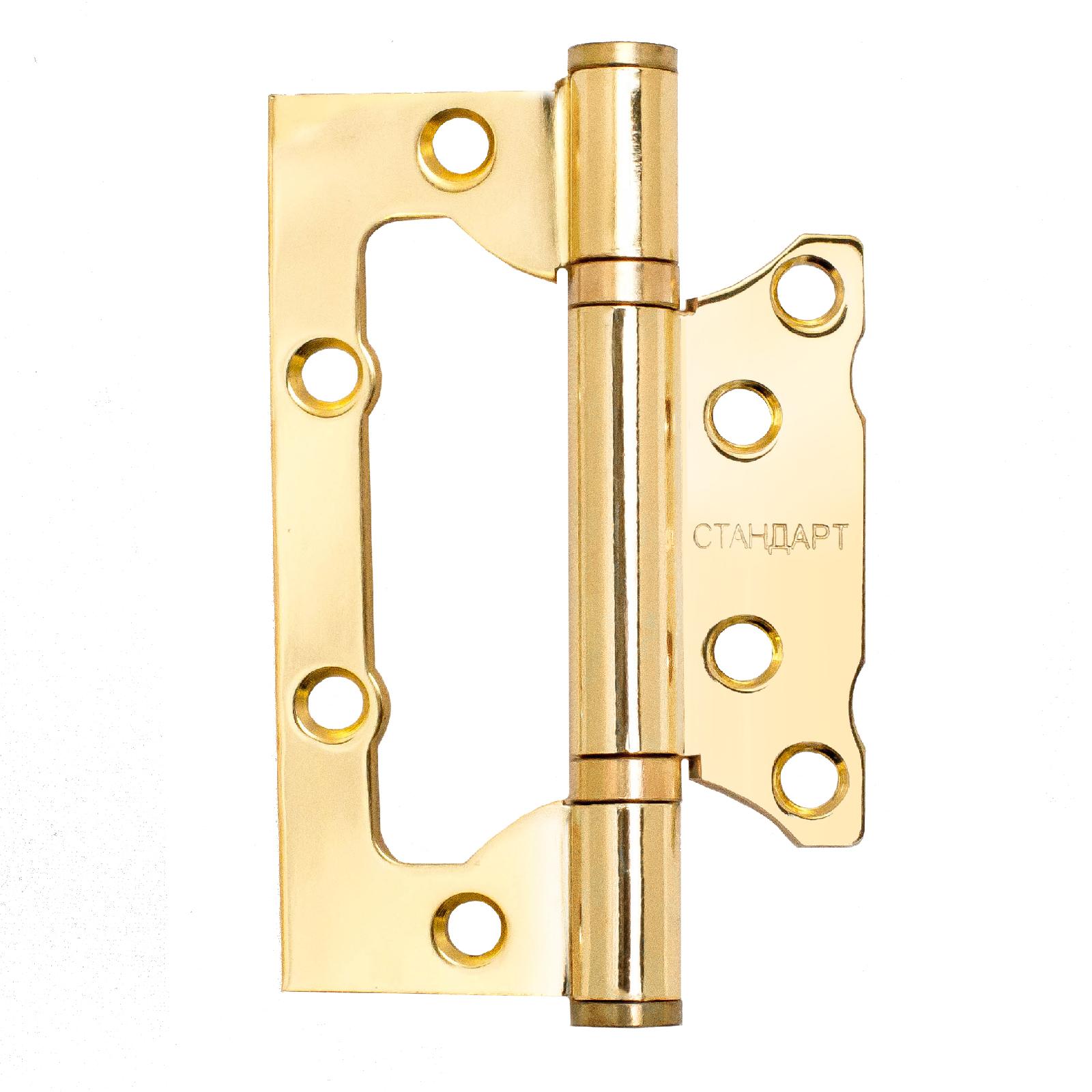 Петля дверная накладная без врезки 1шт, СТАНДАРТ 100х63х2мм 2BB BP латунь