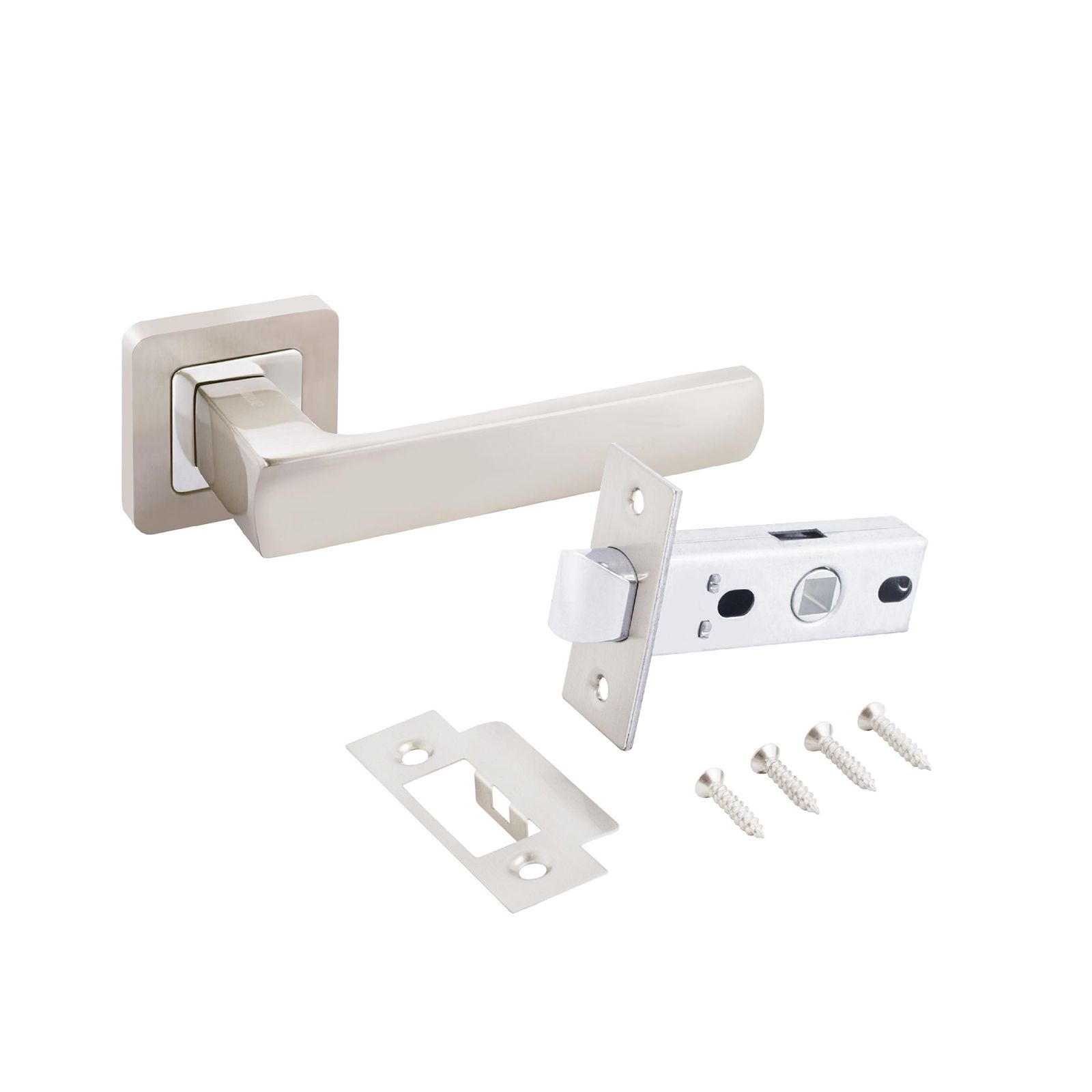 Комплект ручек и защелка АЛЛЮР АРТ КОЛОМБО SN+L45-8 SN (2380/S45) мат.никель