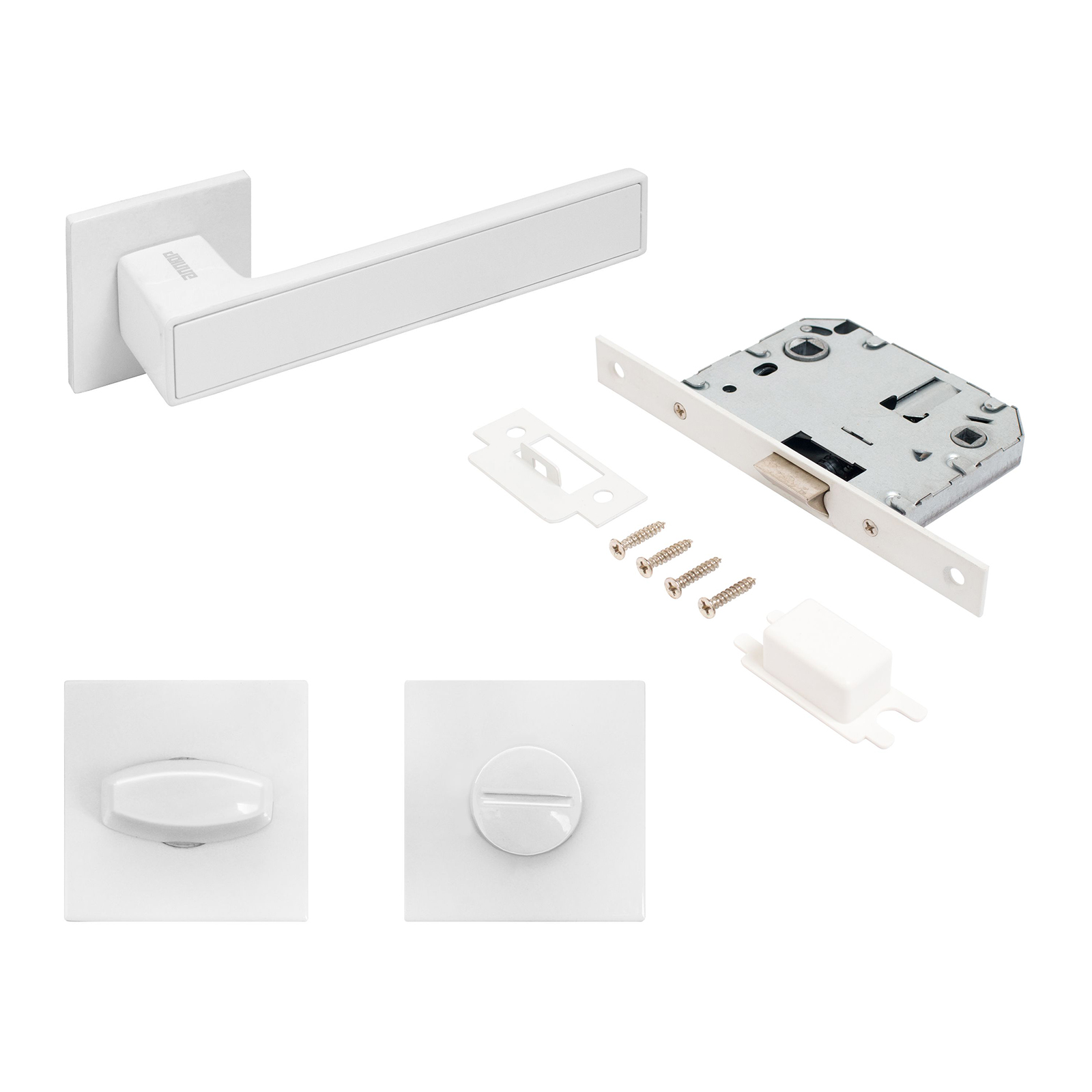 "Комплект ручка и защелка АЛЛЮР АРТ ""ЛАНА"" W/W +L7050S W+BK-S2 W (86110/S7050) матовый белый"