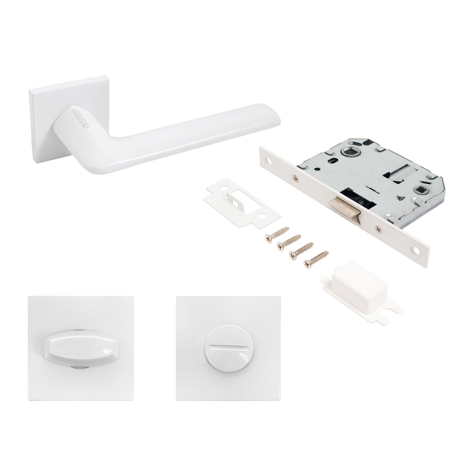 "Комплект ручка и защелка АЛЛЮР АРТ ""ТИНА"" W+L7050S W+BK-S2 W (88110/S7050) матовый белый"