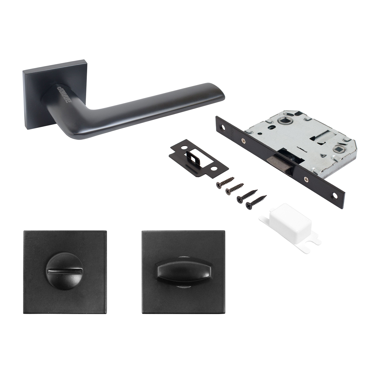 "Комплект ручка и защелка АЛЛЮР АРТ ""ТИНА"" BL+L7050S BL+BK-S2 BL (88150/S7050) матовый черный "