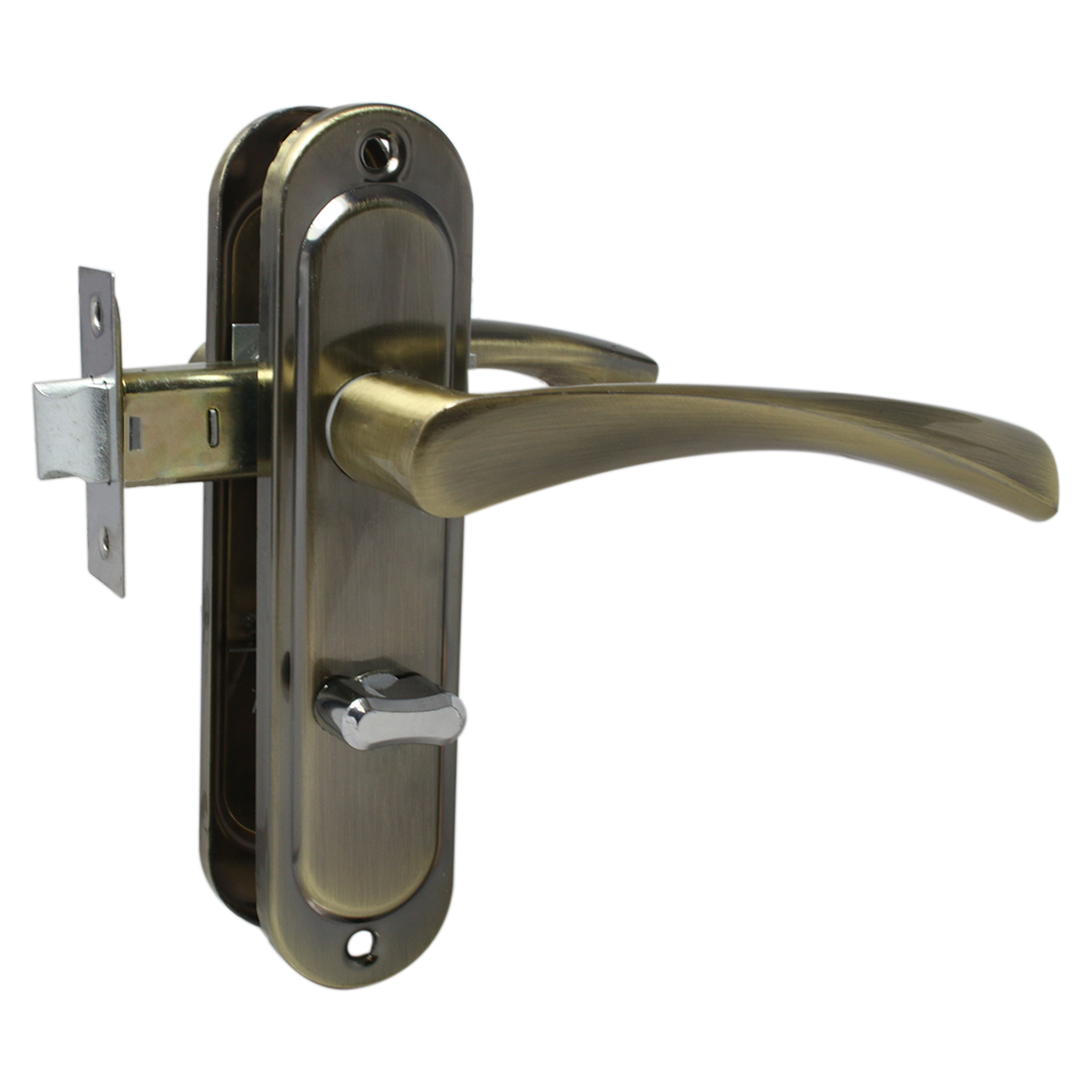 Защелка дверная левая с механизмом дополнительной фиксации изнутри, СТАНДАРТ ЗЩД 103/50 L AB бронза