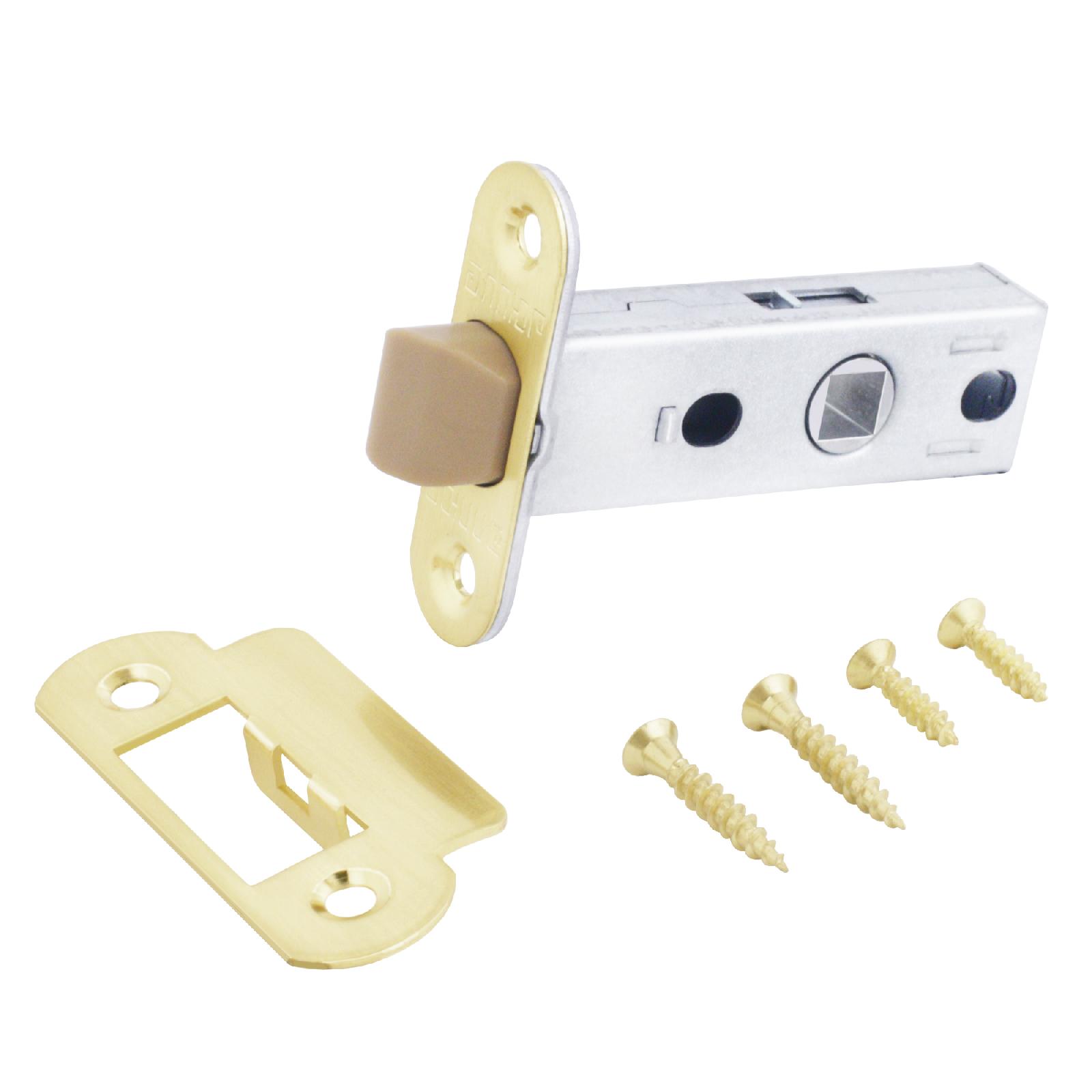 Защелка врезная универсальная без ручек для деревянных межкомнатных дверей, АЛЛЮР АРТ L45-8-PR18 SB золото матовое