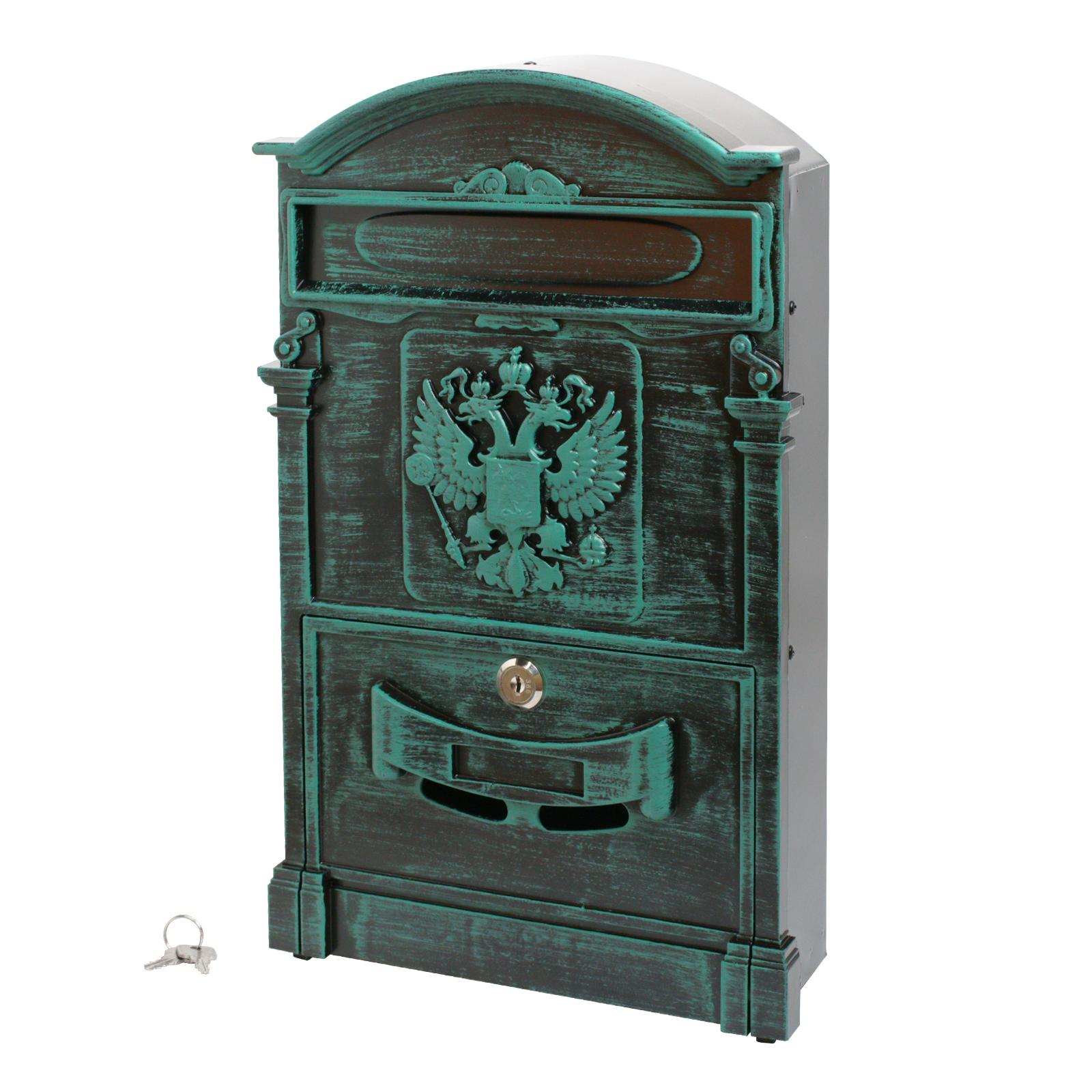"Ящик почтовый АЛЛЮР №4011В ""Герб"" зеленая патина"