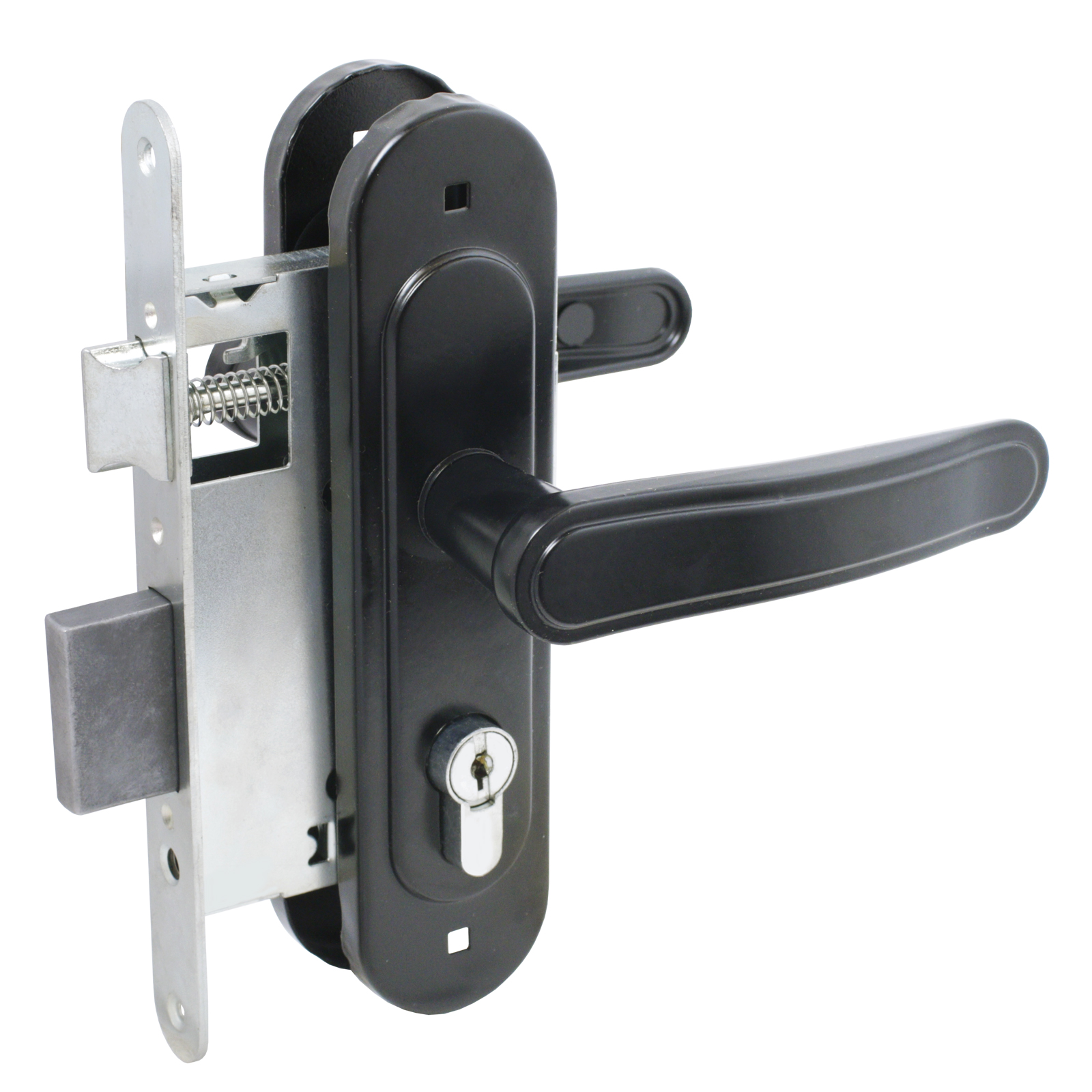 Замок врезной Птимаш ЗВ4-303 черный м/о 55  с/руч