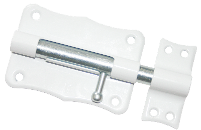 Шпингалет Кунгур ЗТ2-85 полимер.белый фигурный