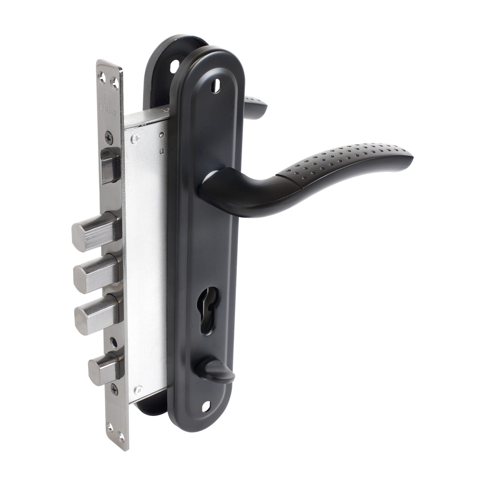 Замок врезной  БУЛАТ  ЗВ 4-4B.60.80.01.03-R АЛЬФА черный без ц/м (ЗВ4-0526R)