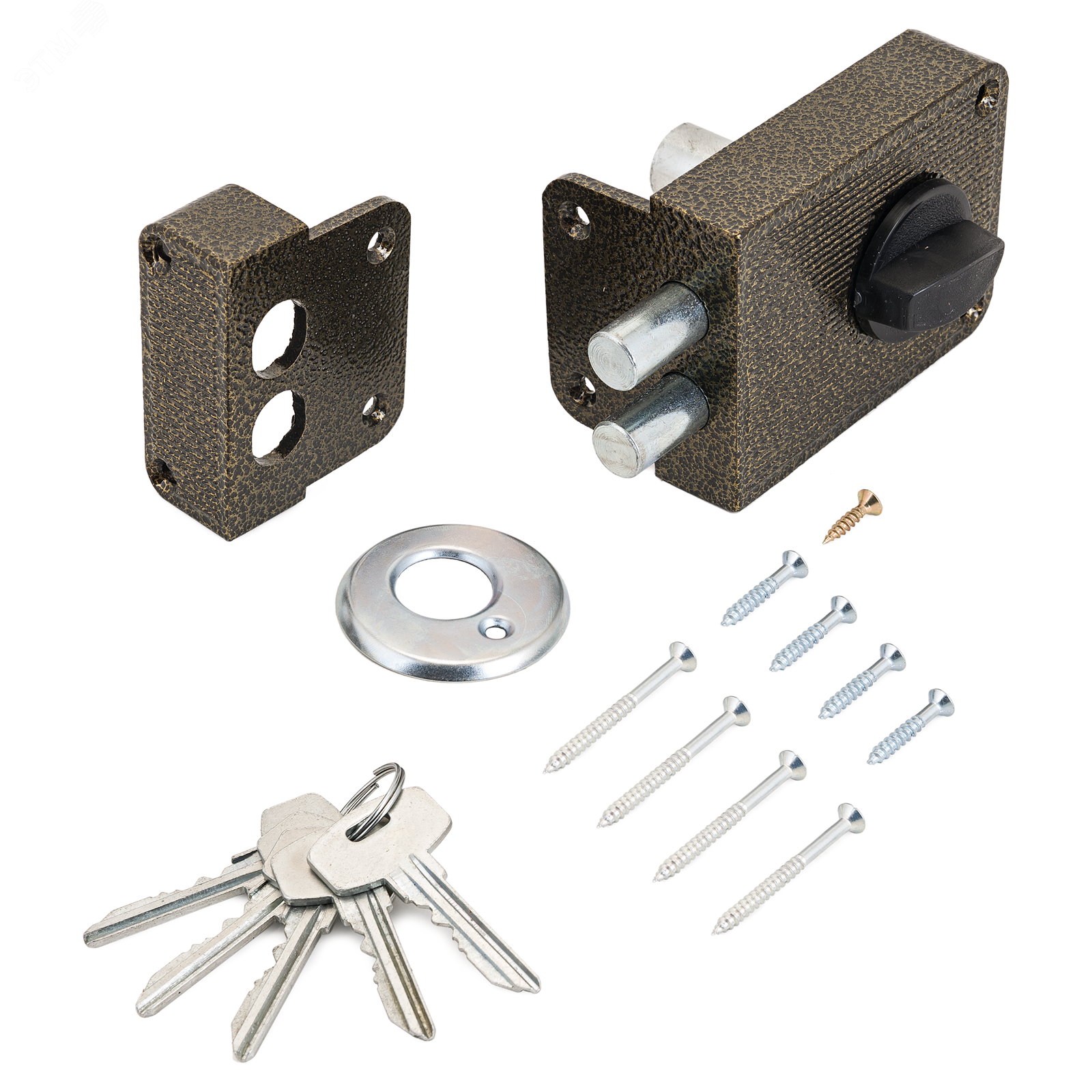 Изображение товара Накладной цилиндровый замок для деревянных дверей бронзовый СТАНДАРТ Россия ЗН1-3С