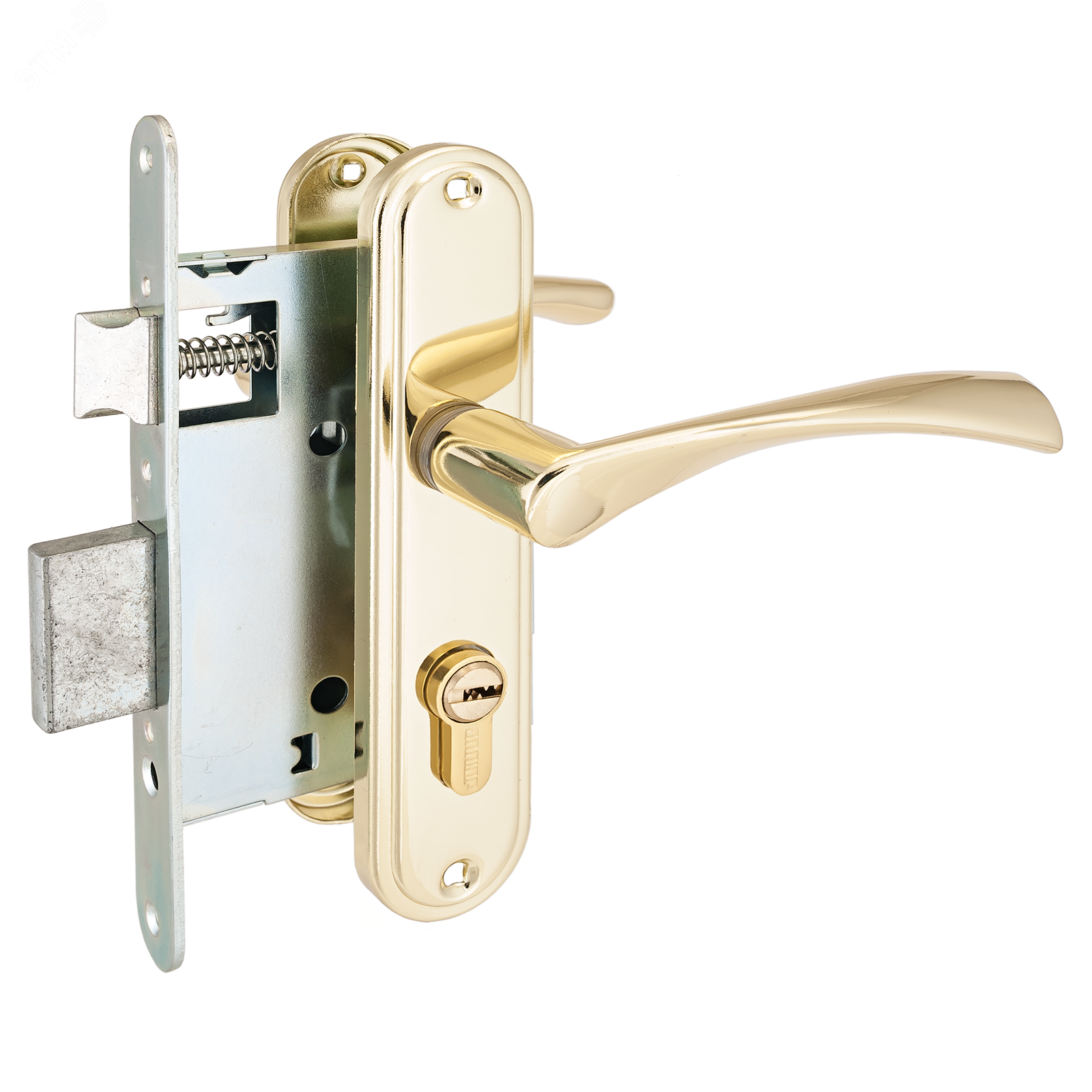 Изображение товара Врезной замок с ручками для деревянных дверей АЛЛЮР ЗВ 4-103 золото