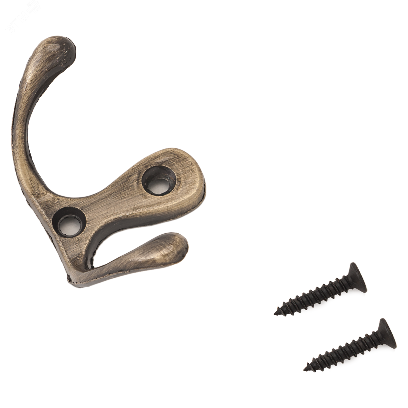 Изображение товара Двурожковый крючок в бронзе СТАНДАРТ 002 AB для ванных комнат и прихожих