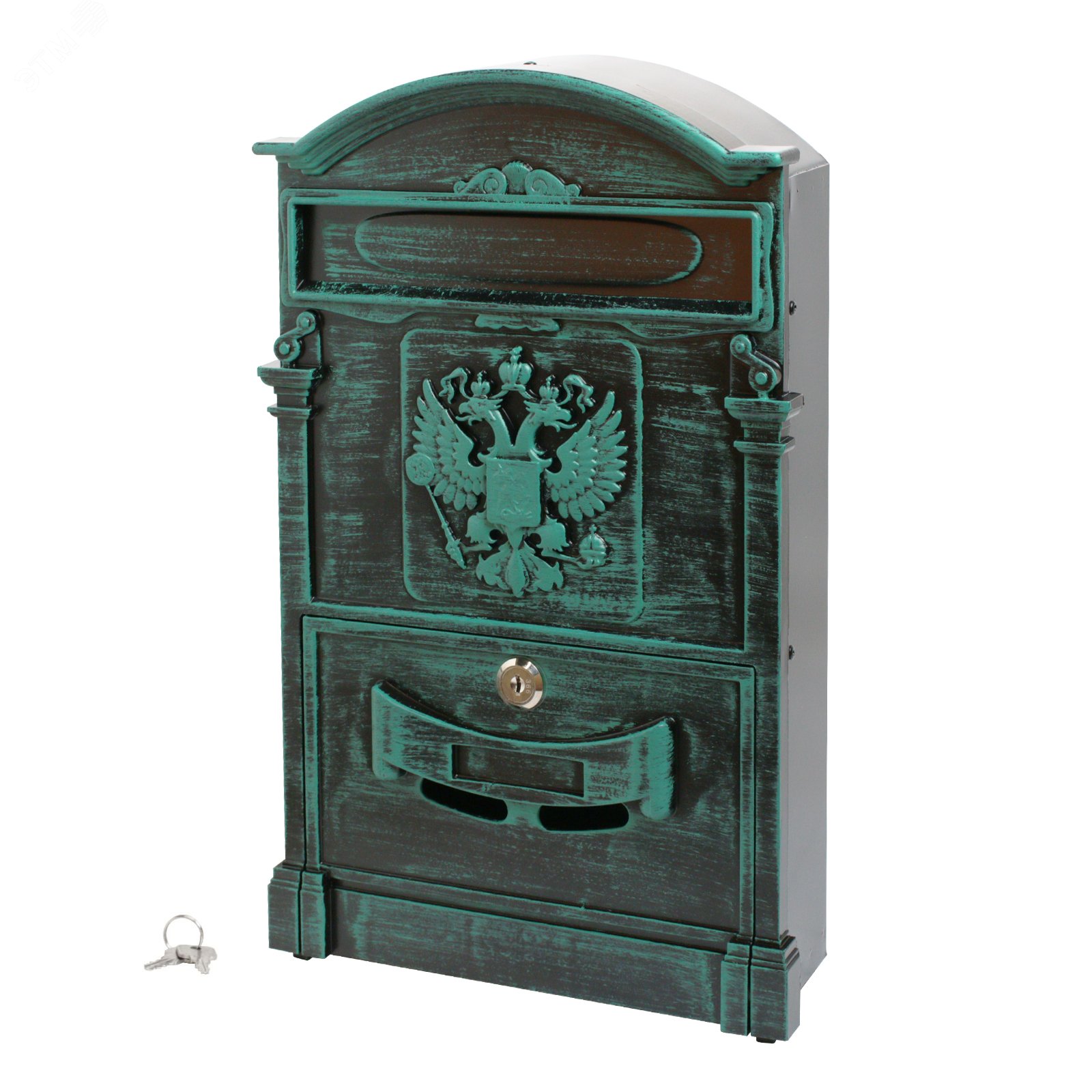 Изображение товара Ящик почтовый АЛЛЮР №4011В Герб зеленая патина для улицы и дома