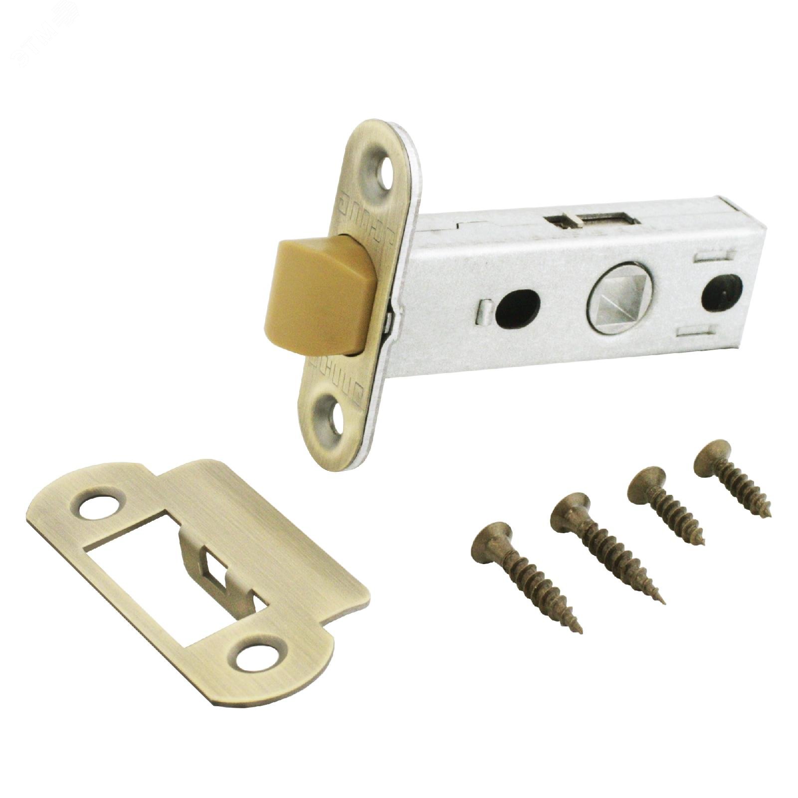 Изображение товара Защелка врезная универсальная без ручек для деревянных межкомнатных дверей, АЛЛЮР АРТ L45-8-PR18 MAB бронза матовая (шт)