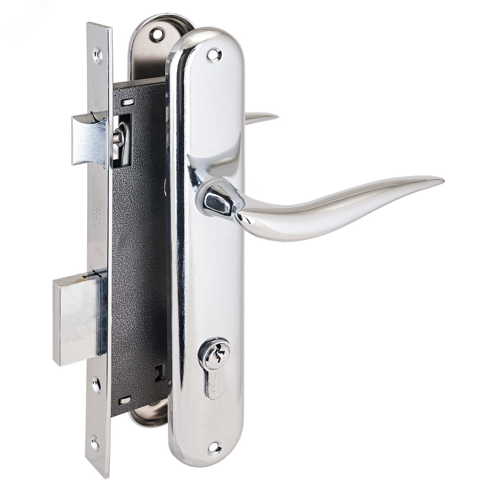 Изображение товара Замок врезной цилиндровый с ручками для деревянных дверей, АЛЛЮР 0205 CP хром (шт)