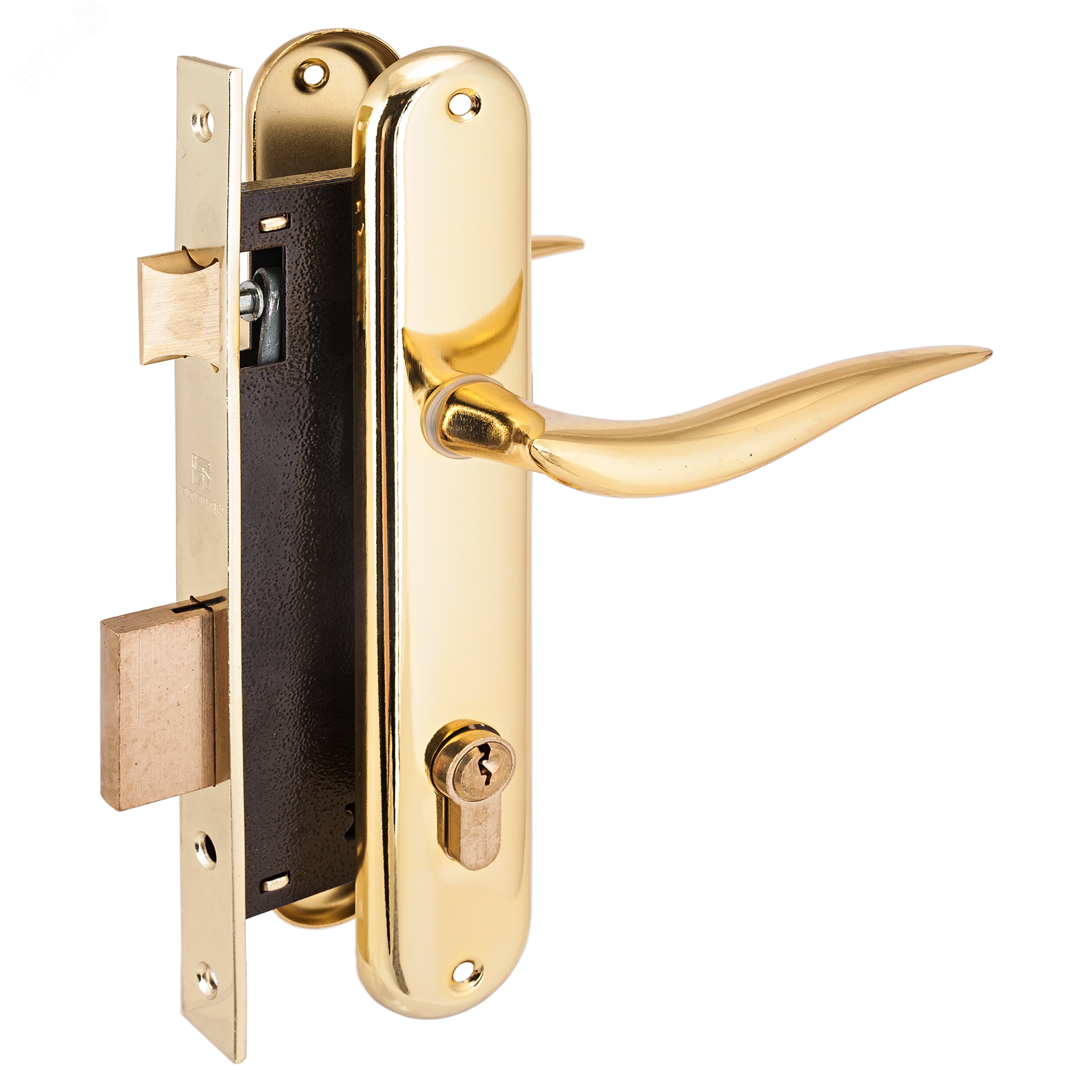 Изображение товара Замок врезной цилиндровый с ручками для деревянных дверей, АЛЛЮР 0205 GP золото (латунь) (шт)