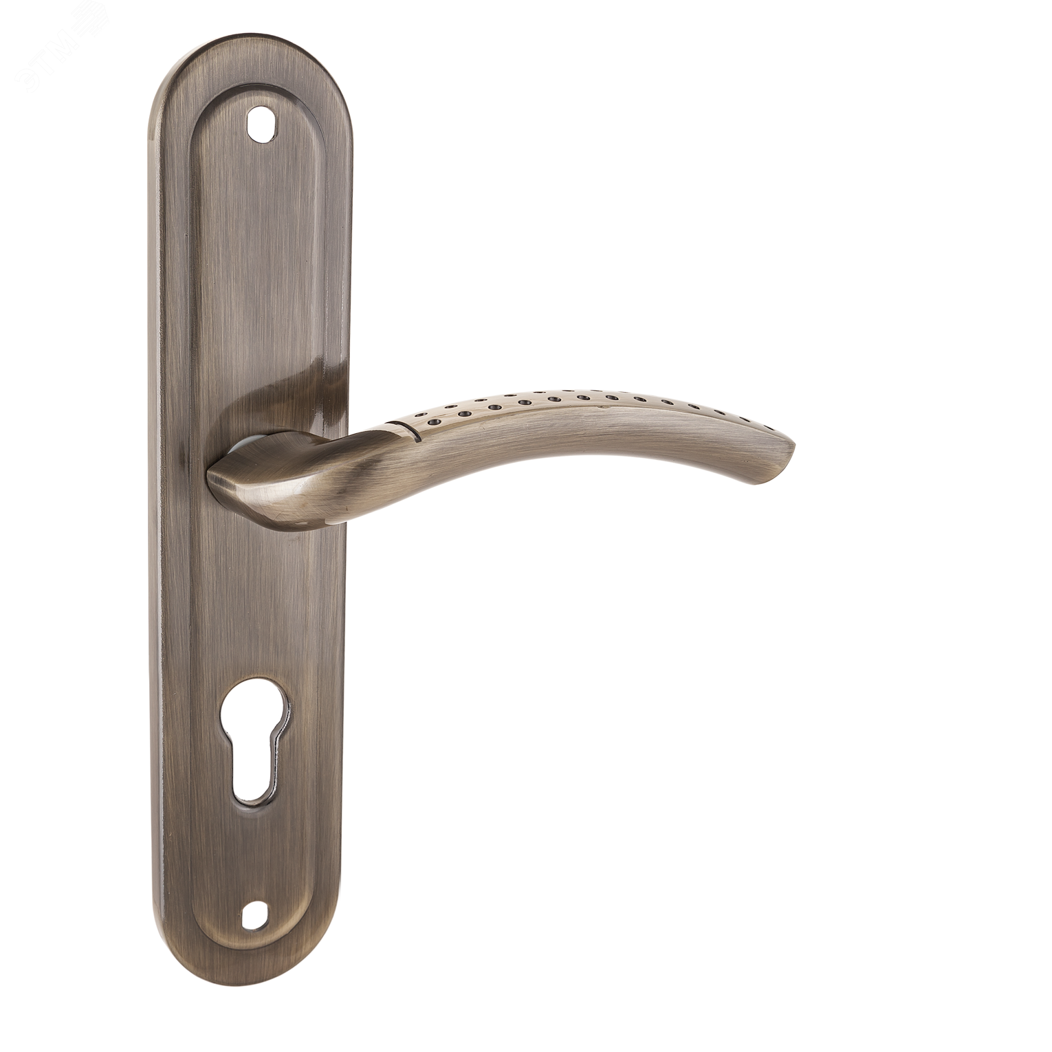 Изображение товара Ручка на планке под замок и цилиндровый механизм (комплект), АЛЛЮР 132-1 55мм AB старая бронза (шт)