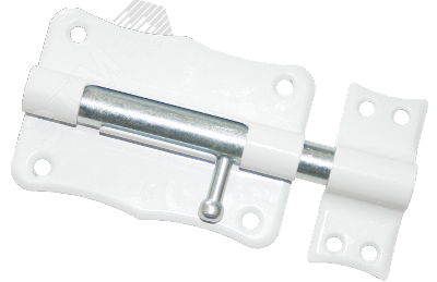 Изображение товара Шпингалет Кунгур ЗТ2-85 полимер.белый фигурный накладной для деревянных дверей