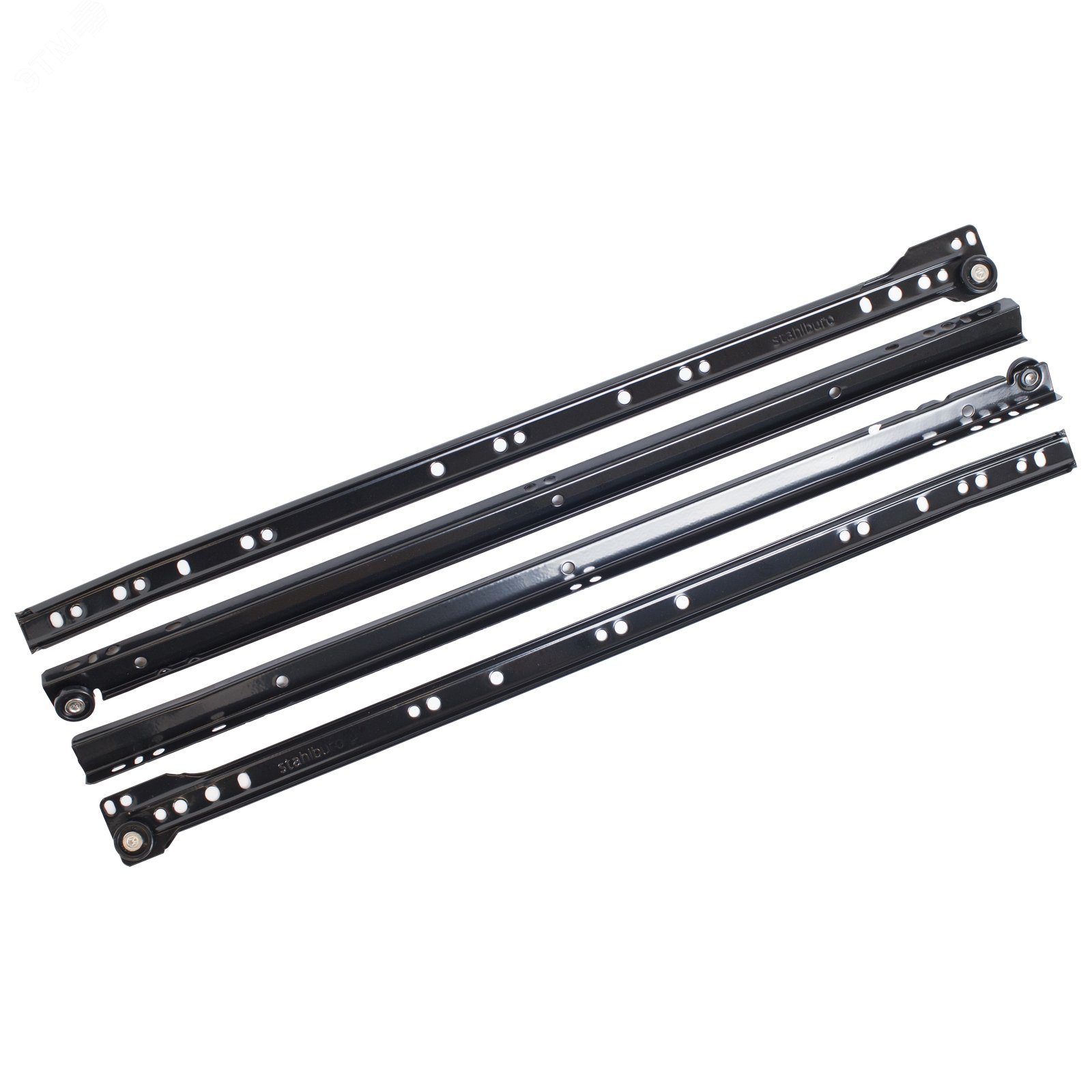 Изображение товара Роликовые направляющие StahlBuro 500/0, 8 мм черный неполное выдвижение надежность